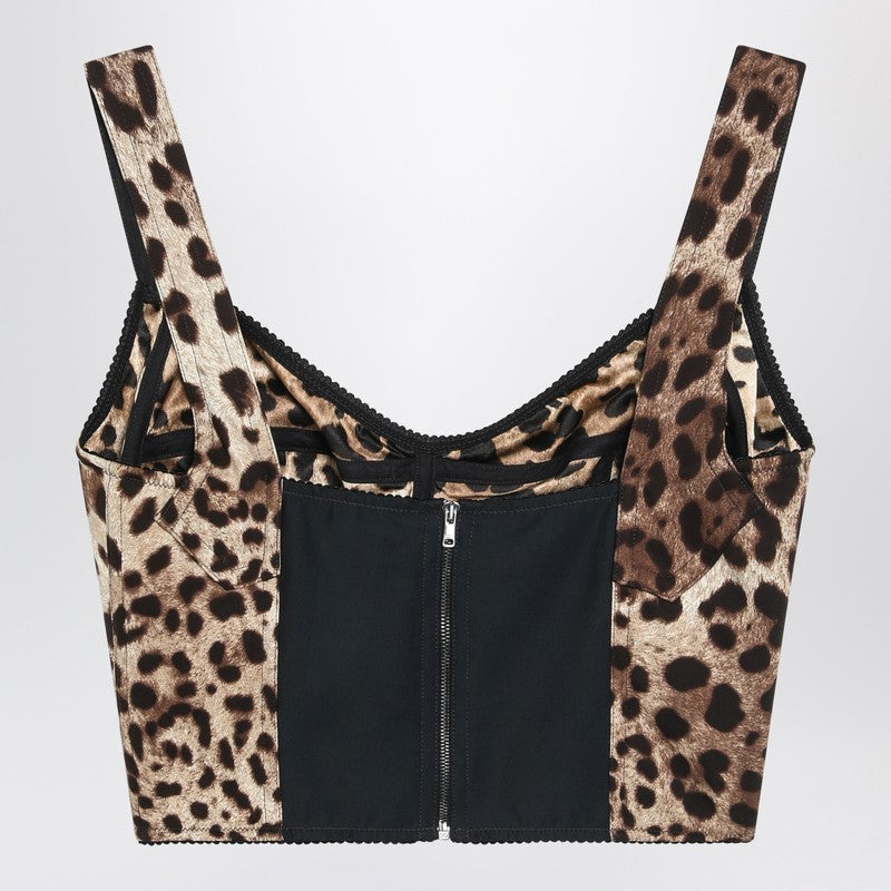 Dolce & Gabbana Charmeuse Bustier with Leopard Print Glam Steals