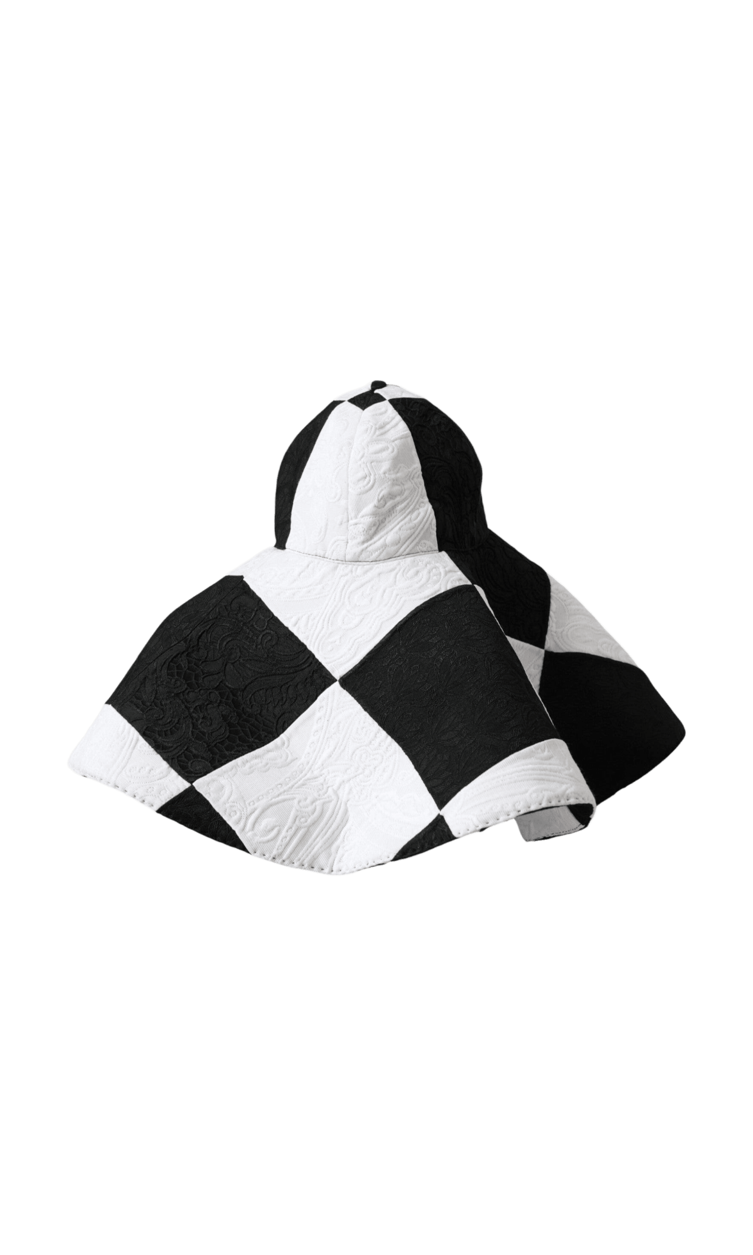 Dolce & Gabbana Checkered Wide Brim Floppy Black White Hat Glam Steals