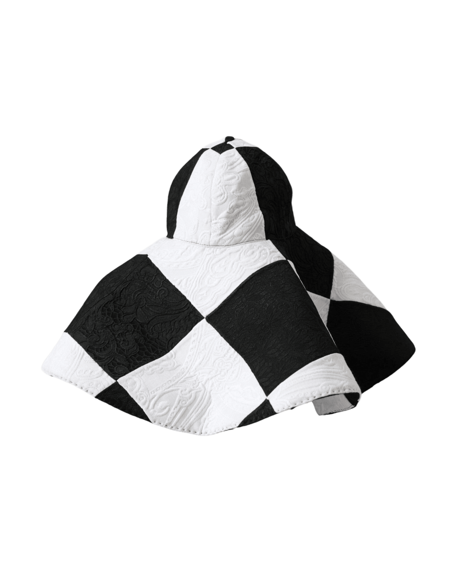 Dolce & Gabbana Checkered Wide Brim Floppy Black White Hat Glam Steals