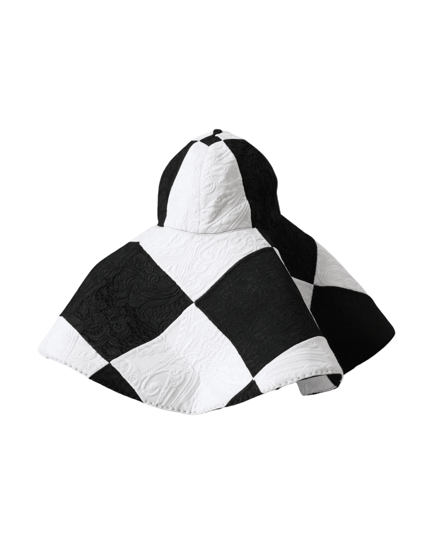 Dolce & Gabbana Checkered Wide Brim Floppy Black White Hat Glam Steals