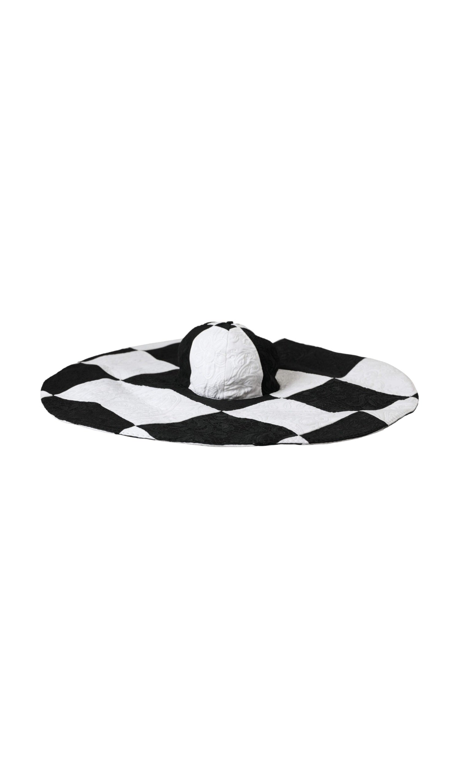 Dolce & Gabbana Checkered Wide Brim Floppy Black White Hat Glam Steals