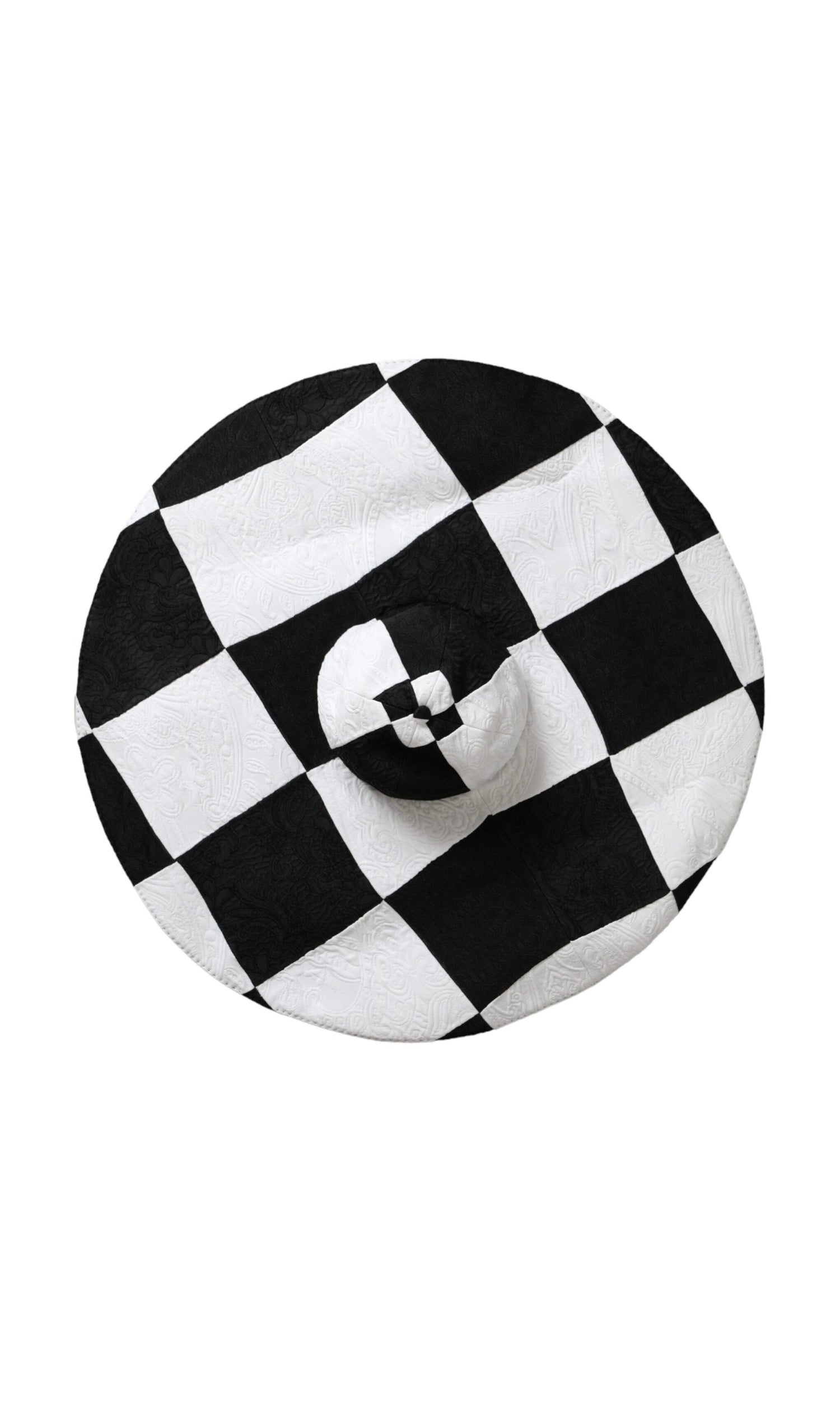Dolce & Gabbana Checkered Wide Brim Floppy Black White Hat Glam Steals