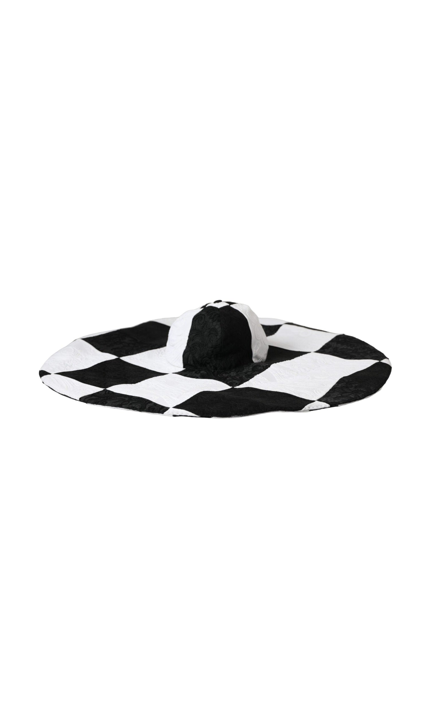 Dolce & Gabbana Checkered Wide Brim Floppy Black White Hat Glam Steals