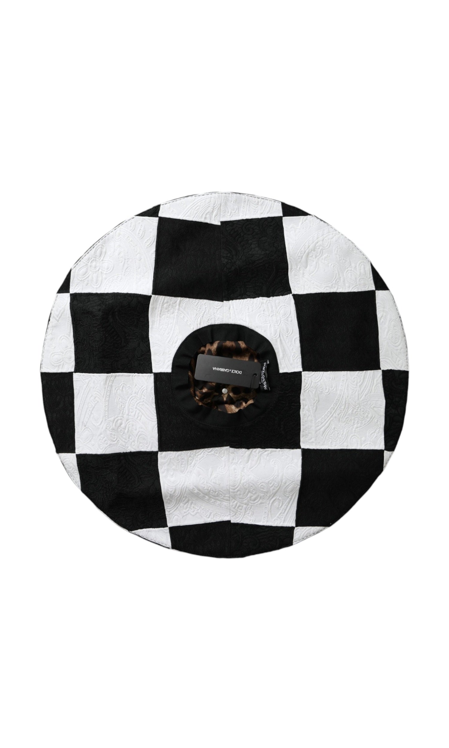 Dolce & Gabbana Checkered Wide Brim Floppy Black White Hat Glam Steals