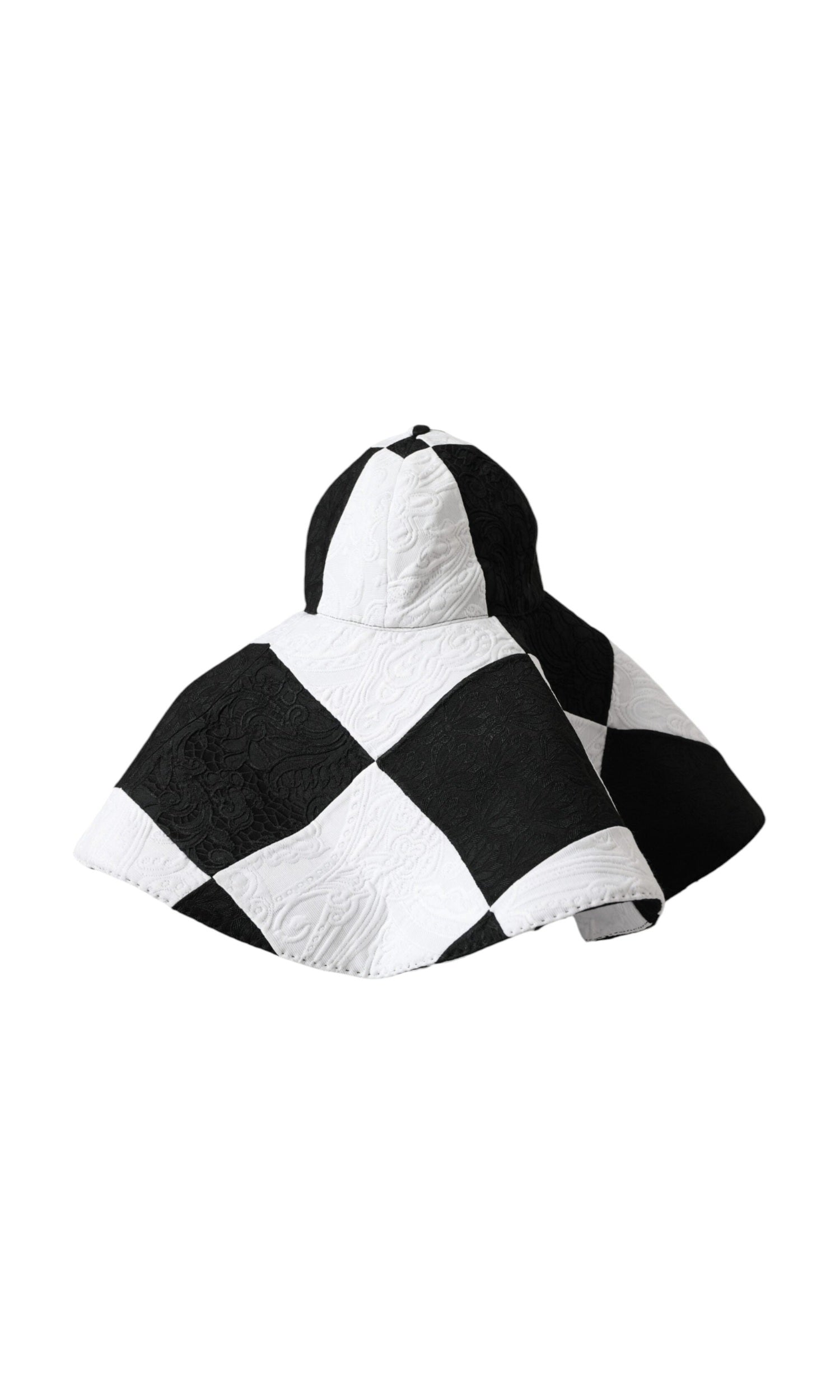 Dolce & Gabbana Checkered Wide Brim Floppy Black White Hat Glam Steals