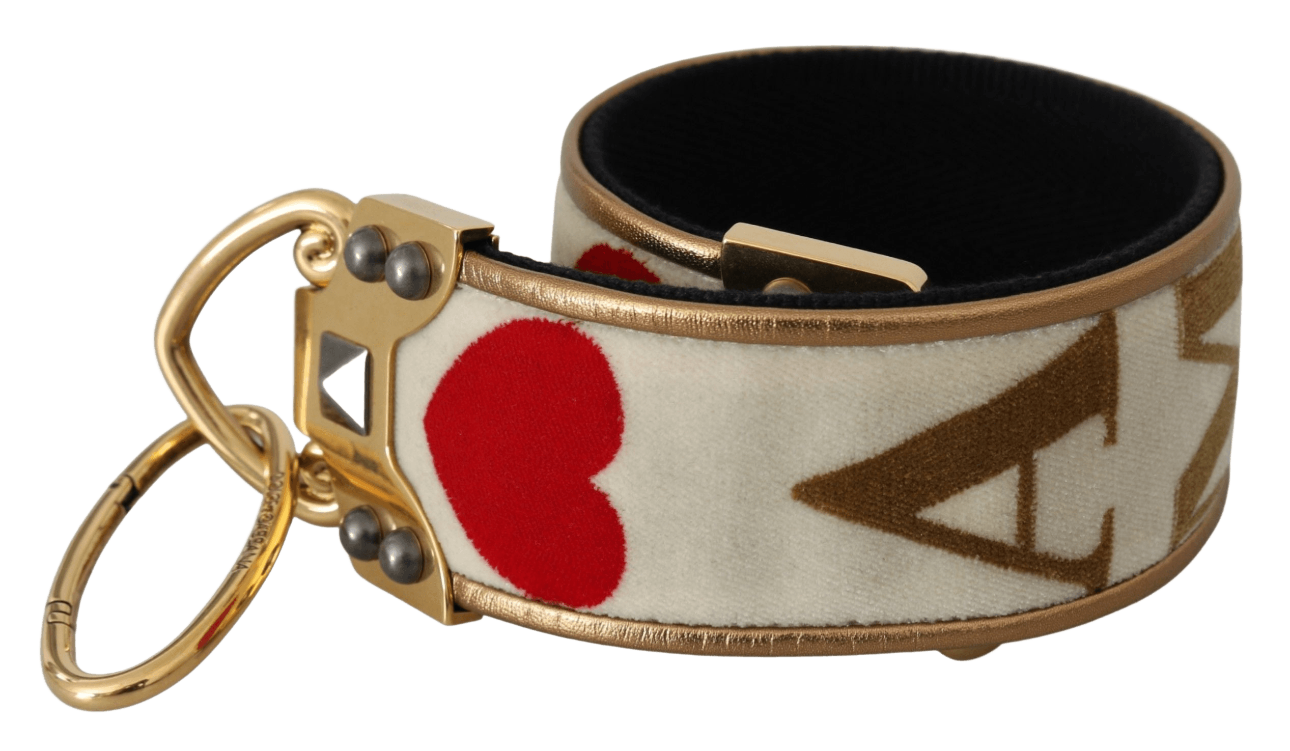 Dolce & Gabbana Chic Amore Print Shoulder Gold Strap Glam Steals