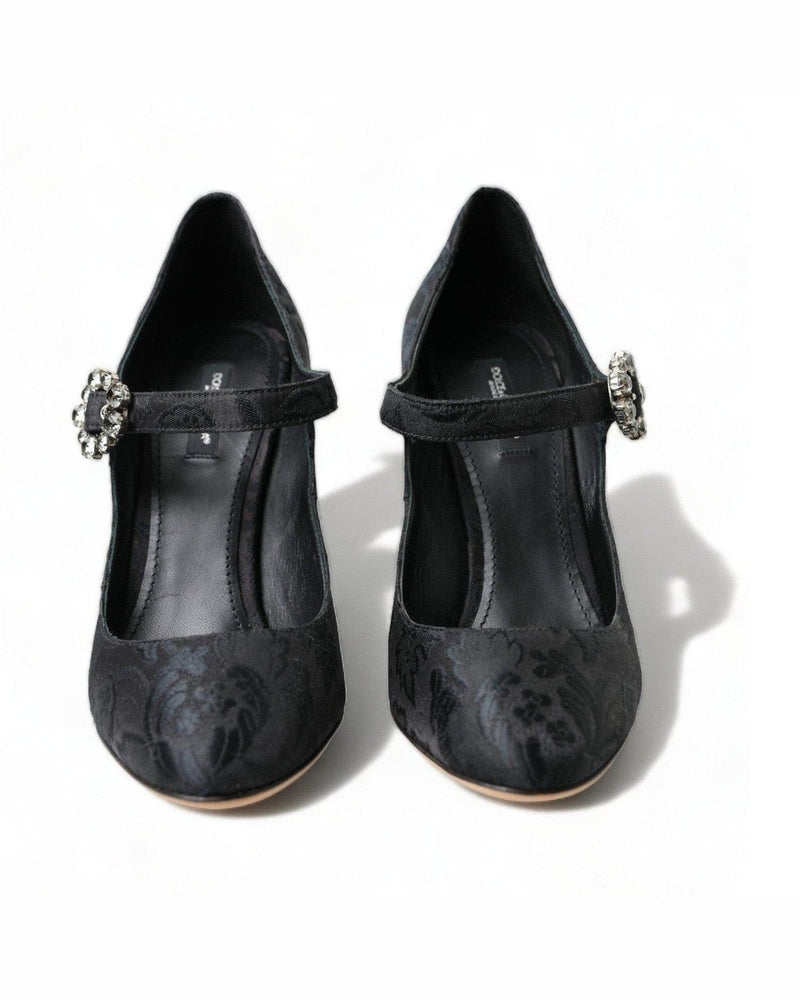 Dolce & Gabbana Chic Brocade Mary Janes Black Pumps Heels