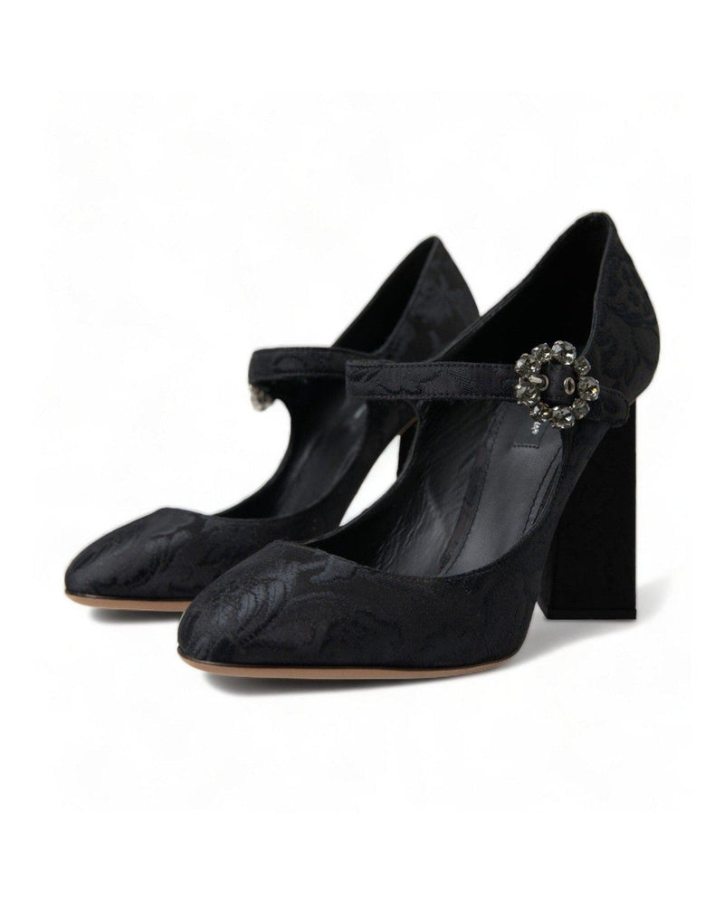 Dolce & Gabbana Chic Brocade Mary Janes Black Pumps Heels