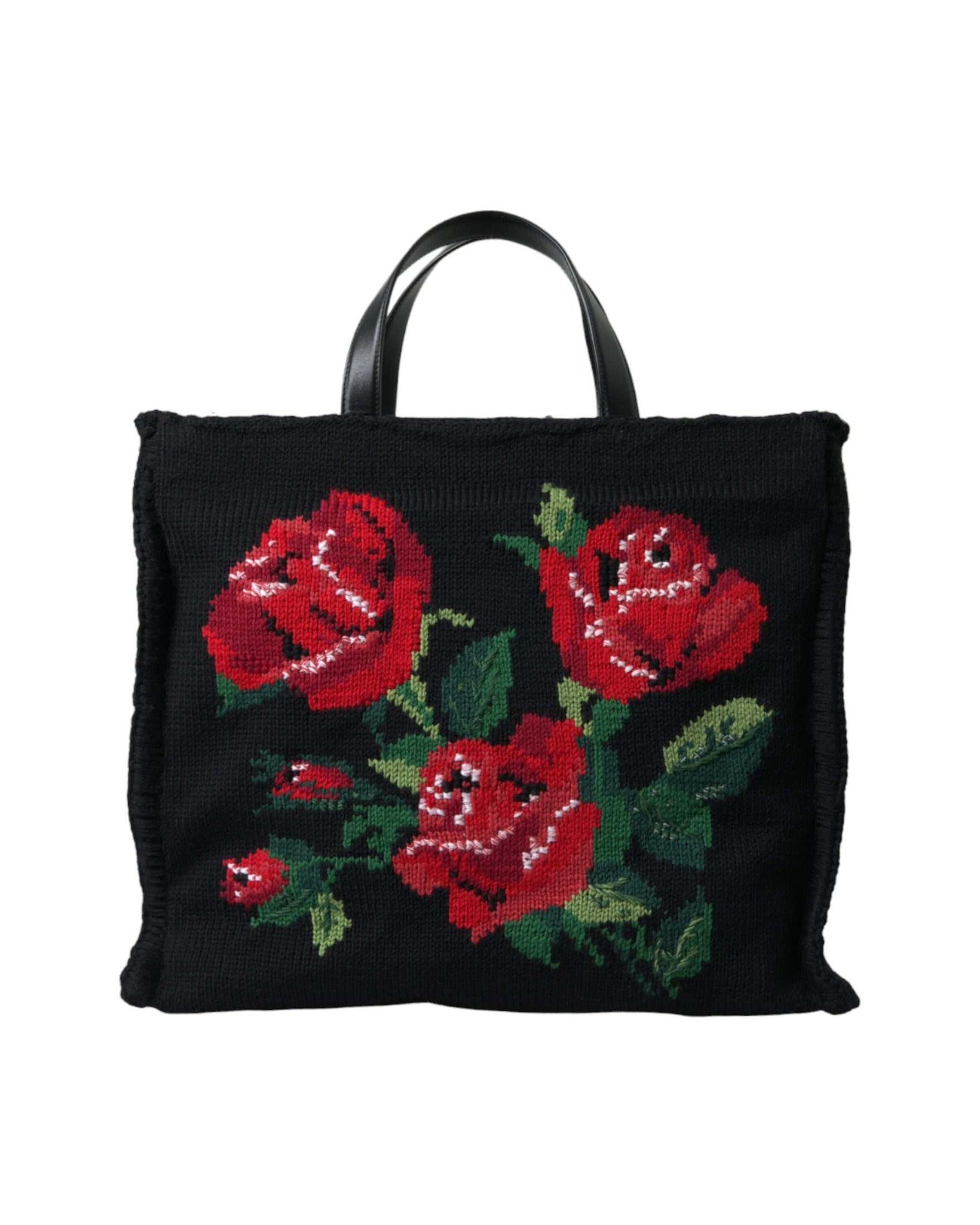 Dolce & Gabbana Chic Embroidered Floral Black Tote Glam Steals