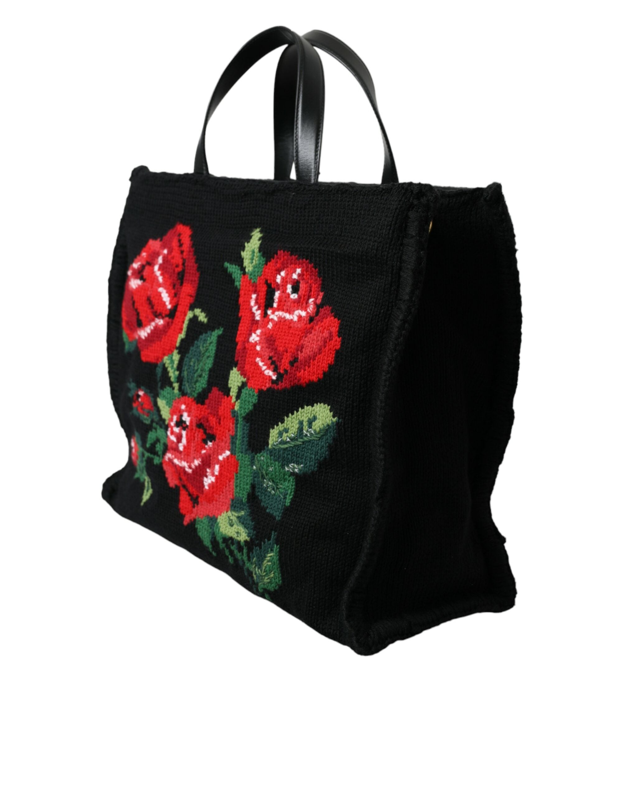 Dolce & Gabbana Chic Embroidered Floral Black Tote Glam Steals