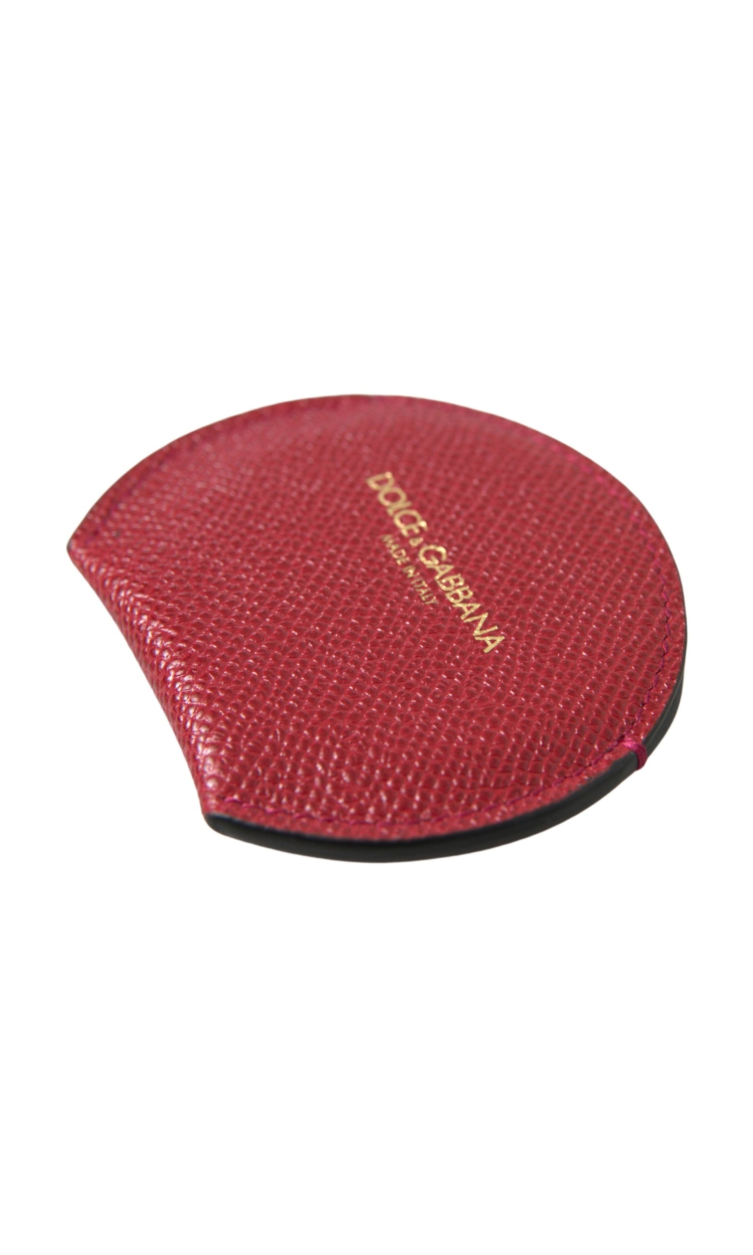 Dolce & Gabbana Chic Leather Hand Mirror Red Holder Glam Steals