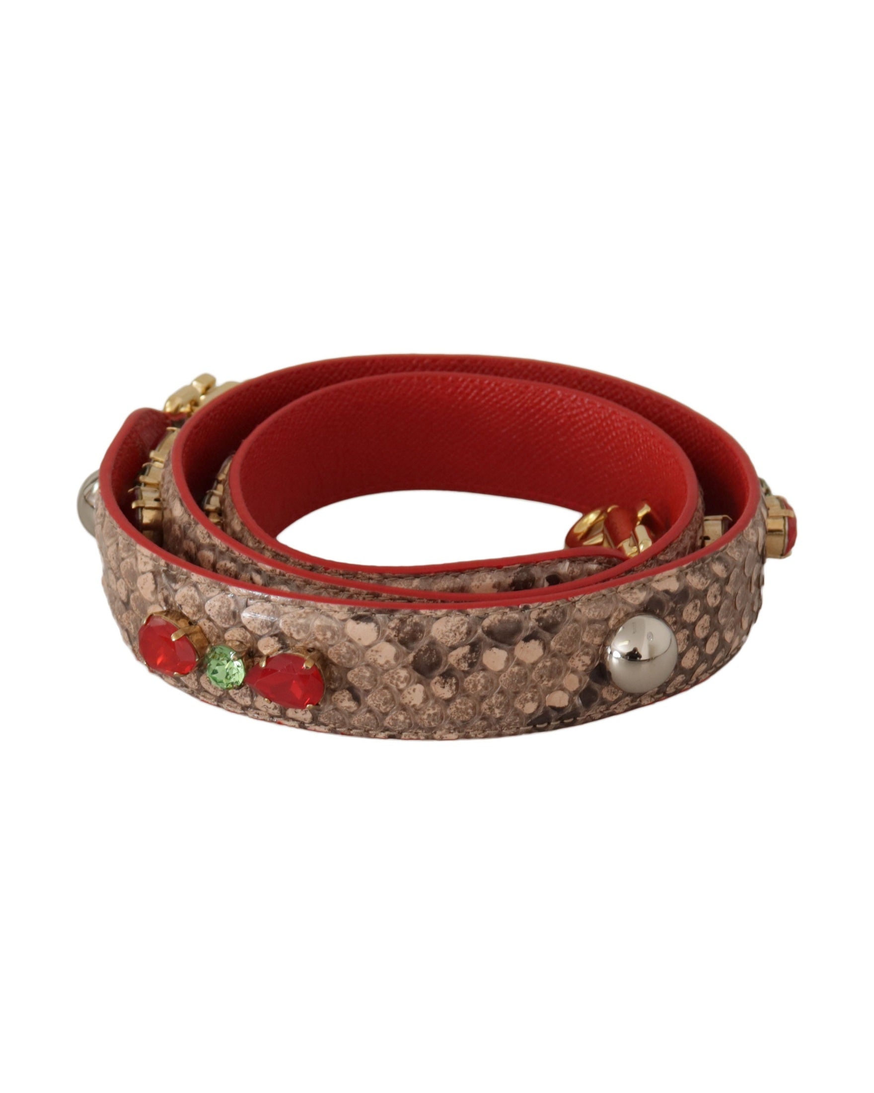 Dolce & Gabbana Chic Python Leather Bag Brown Strap Glam Steals