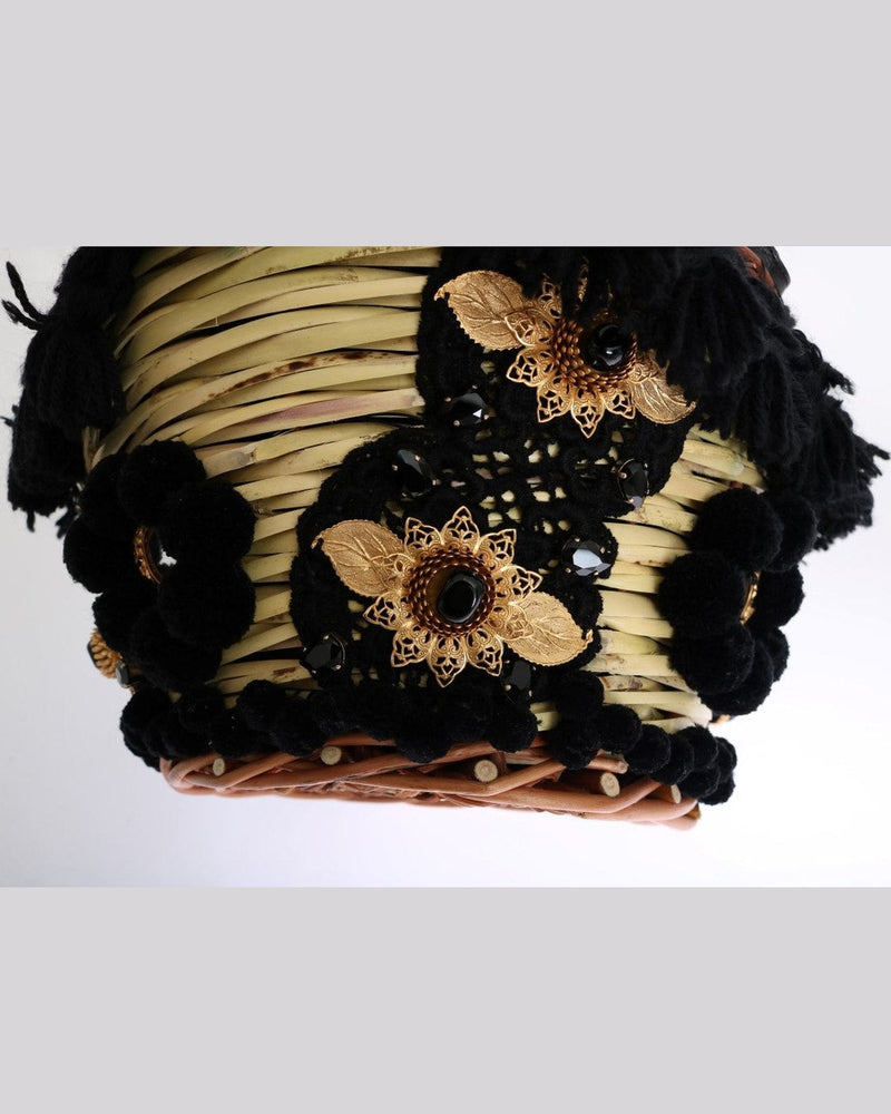 Dolce & Gabbana Chic & Straw Snakeskin Bucket Beige Black Bag Glam Steals