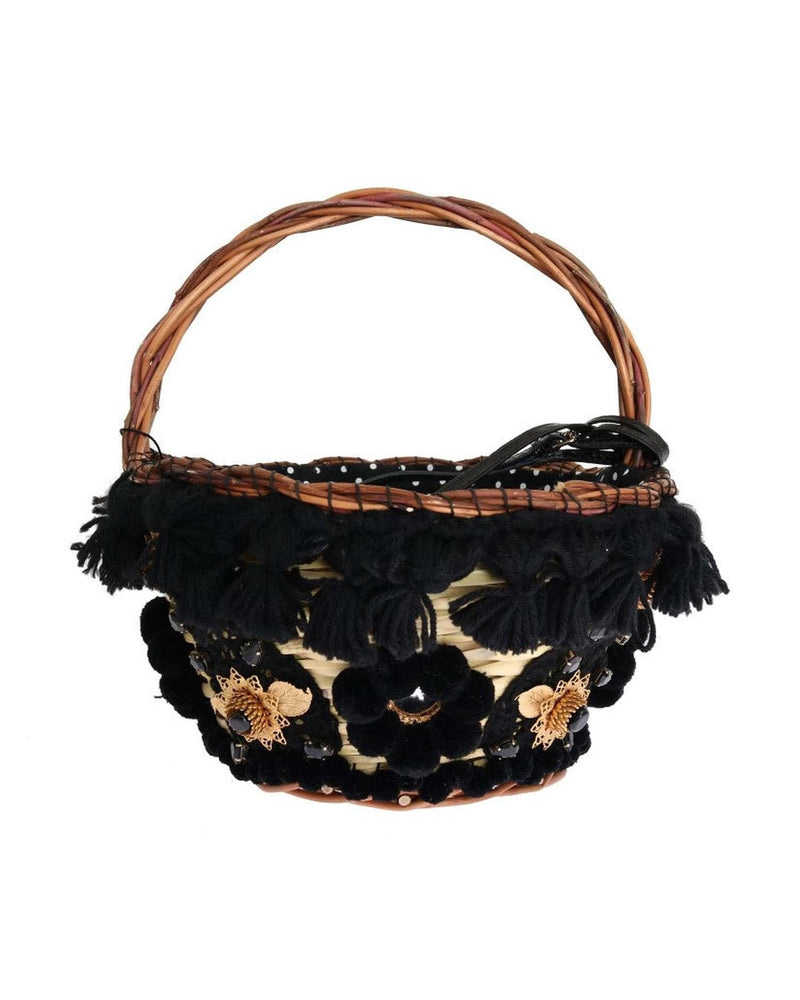 Dolce & Gabbana Chic & Straw Snakeskin Bucket Beige Black Bag Glam Steals