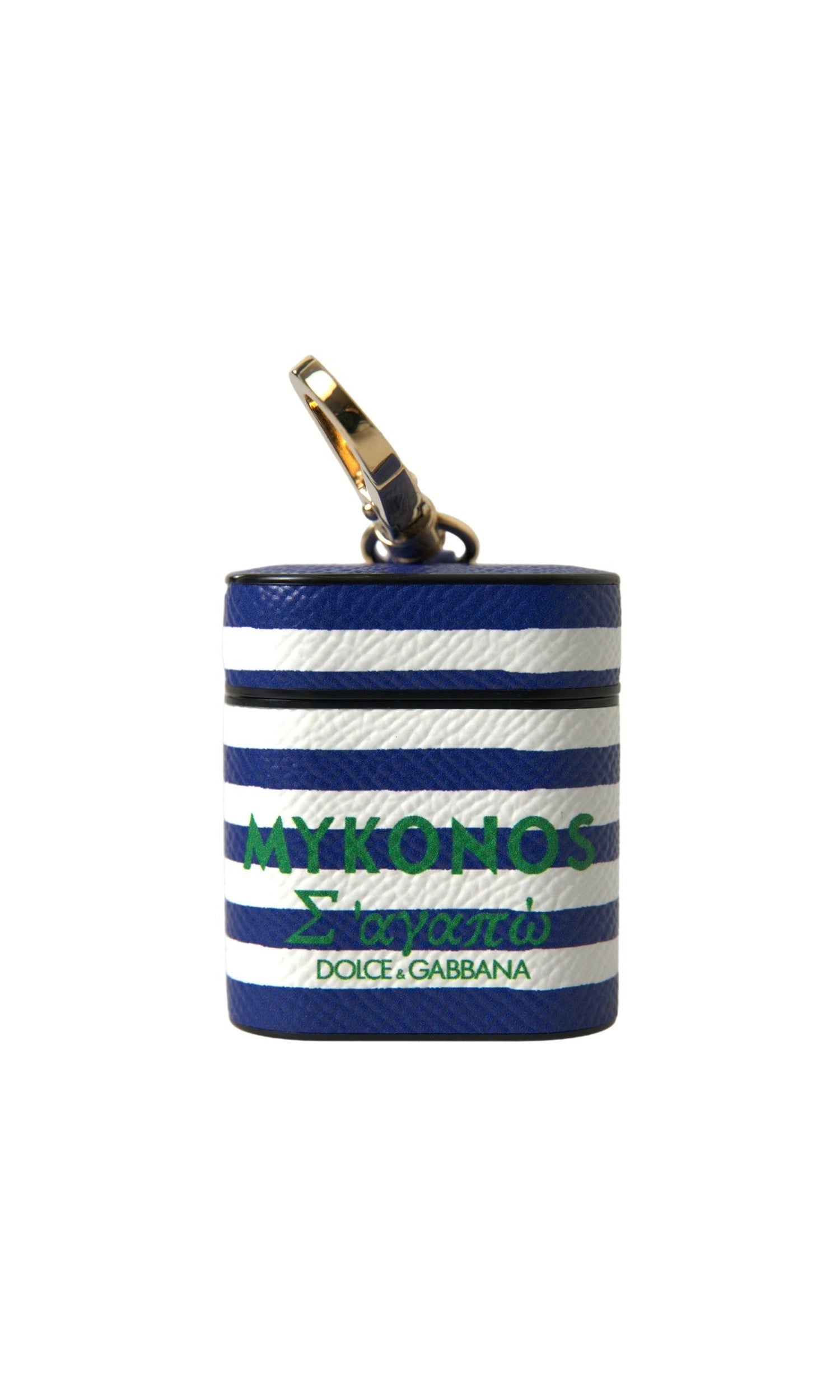 Dolce & Gabbana Chic Striped Leather Airpods Blue Case Glam Steals