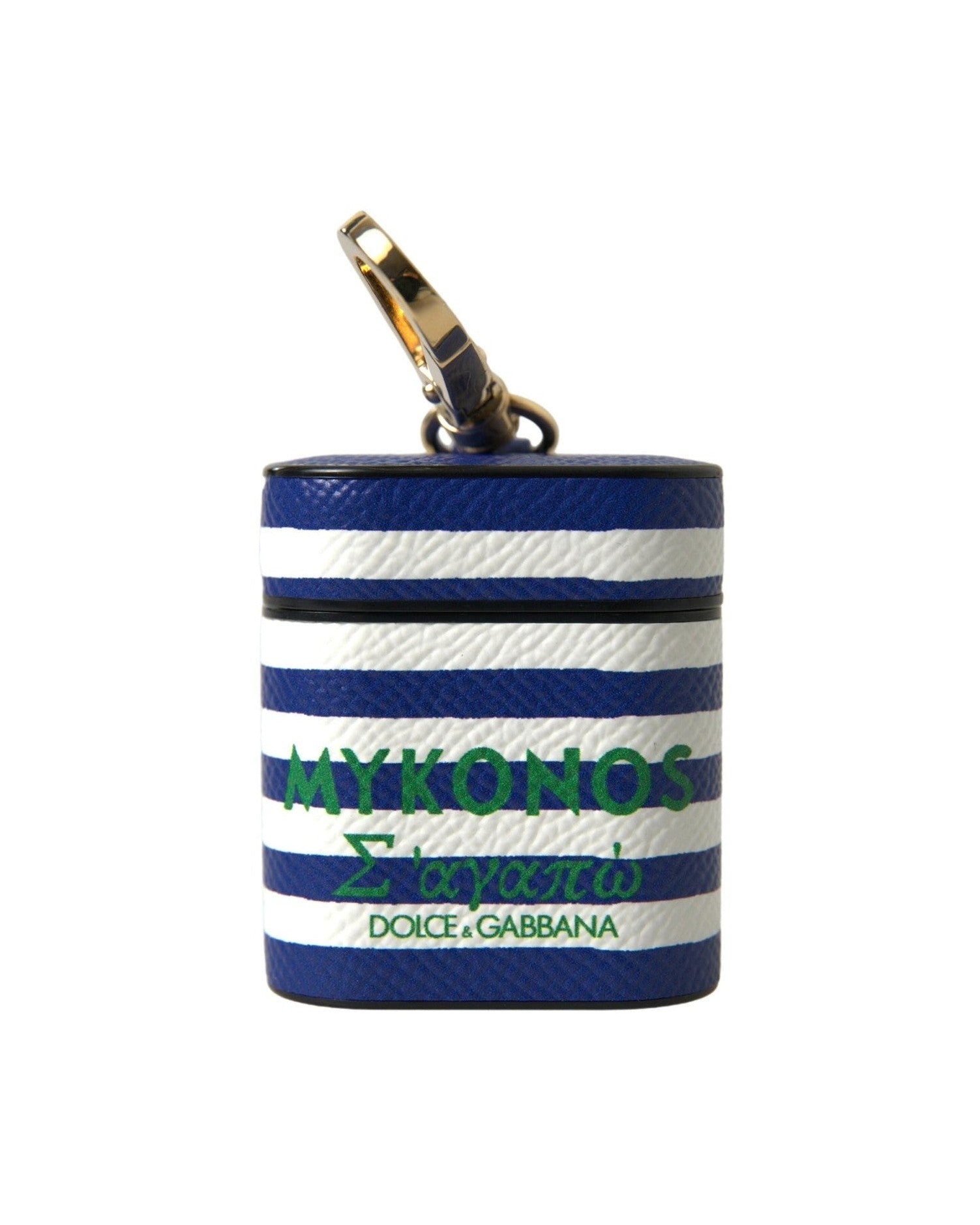 Dolce & Gabbana Chic Striped Leather Airpods Blue Case Glam Steals