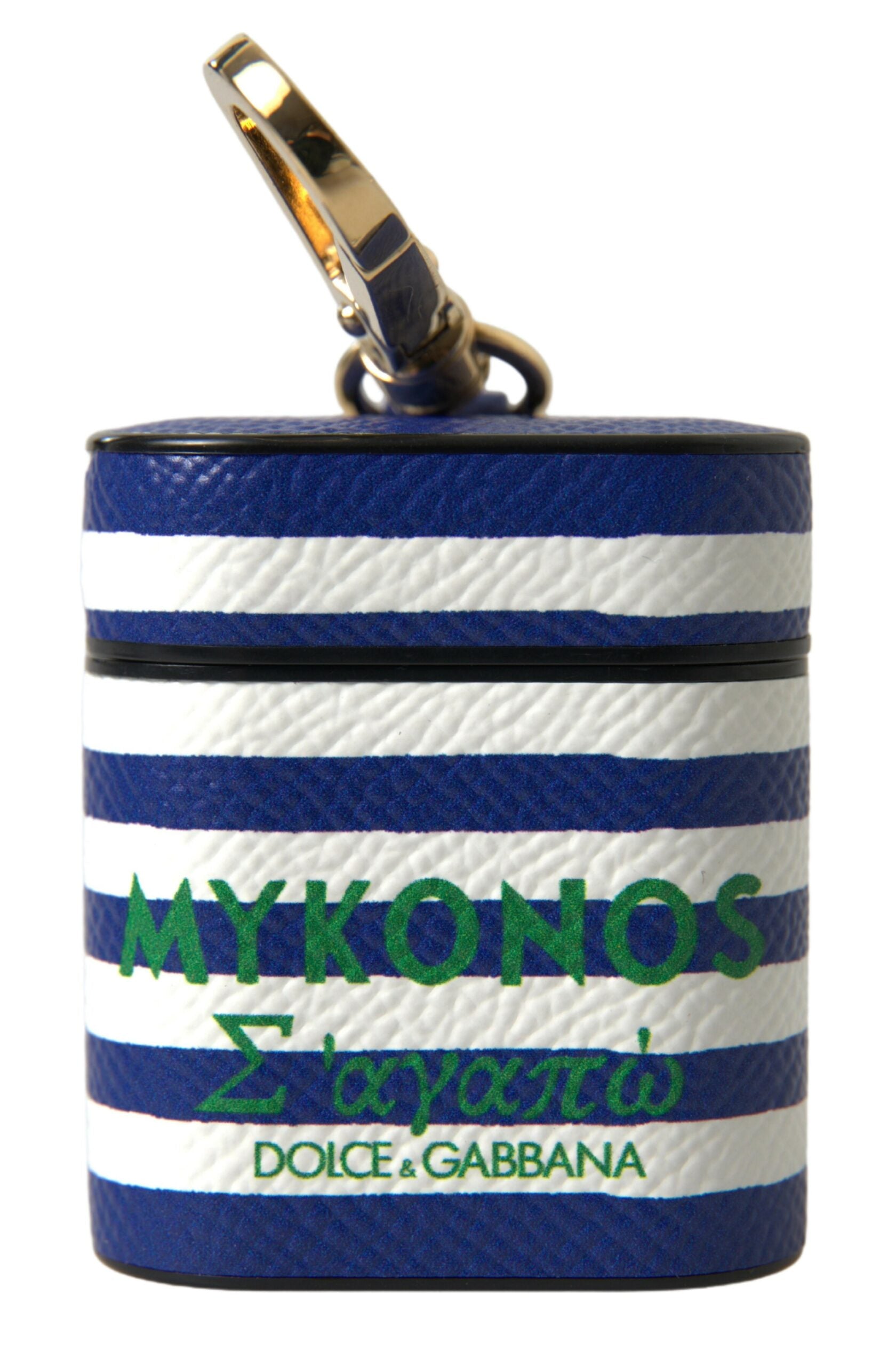 Dolce & Gabbana Chic Striped Leather Airpods Blue Case Glam Steals