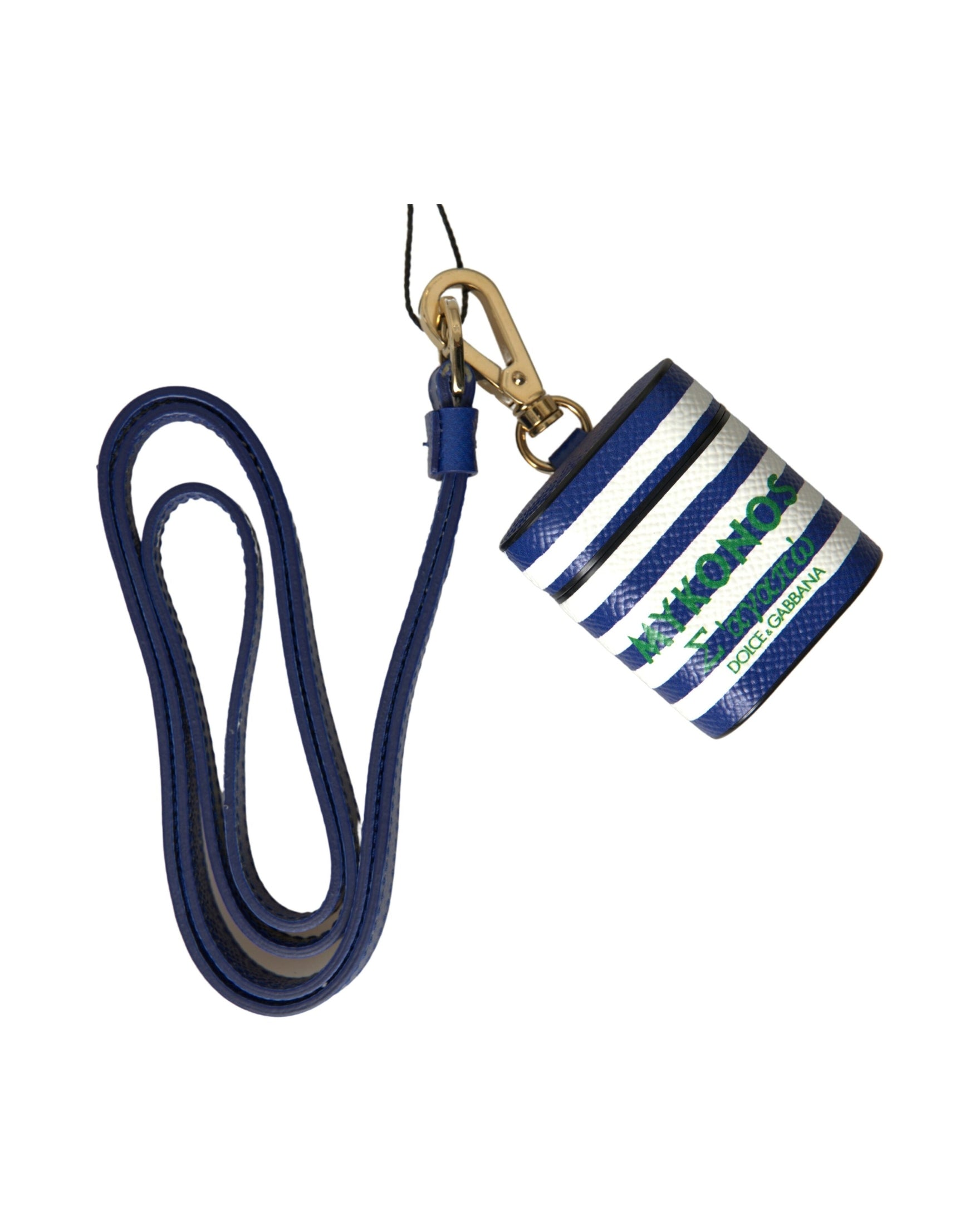 Dolce & Gabbana Chic Striped Leather Airpods Blue Case Glam Steals