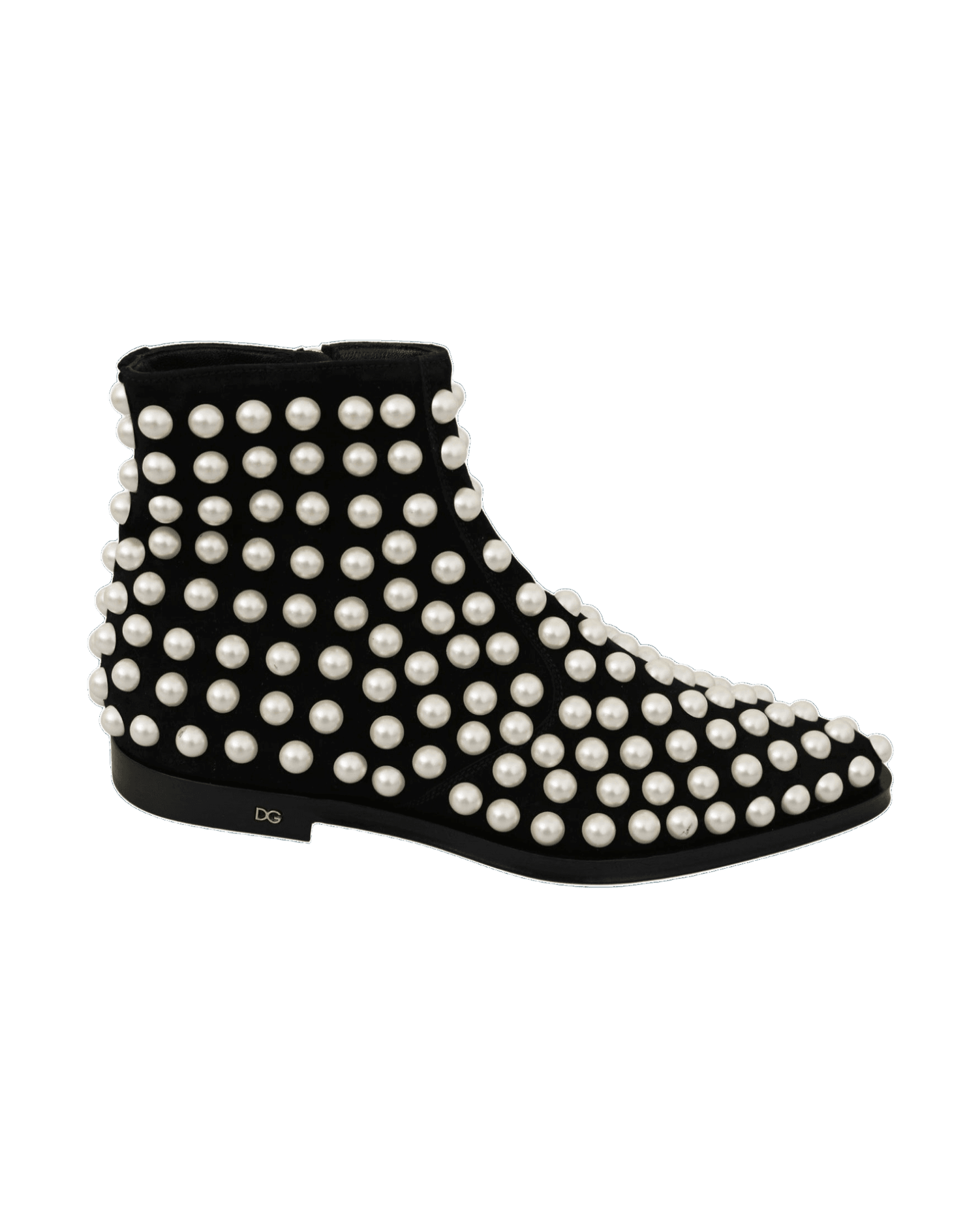 Dolce & Gabbana Chic Suede Ankle Boots With Black Pearls Glam Steals
