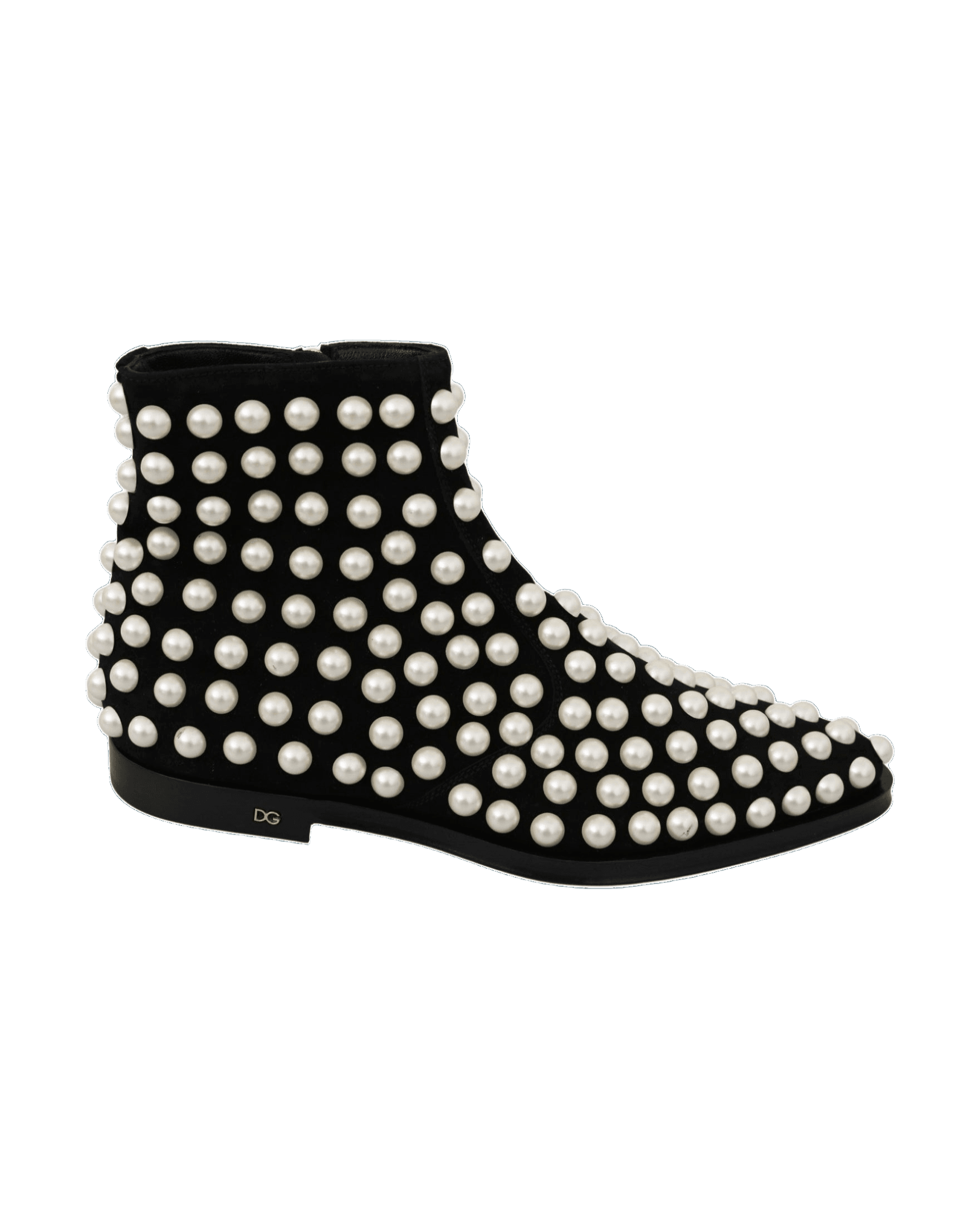 Dolce & Gabbana Chic Suede Ankle Boots With Black Pearls Glam Steals