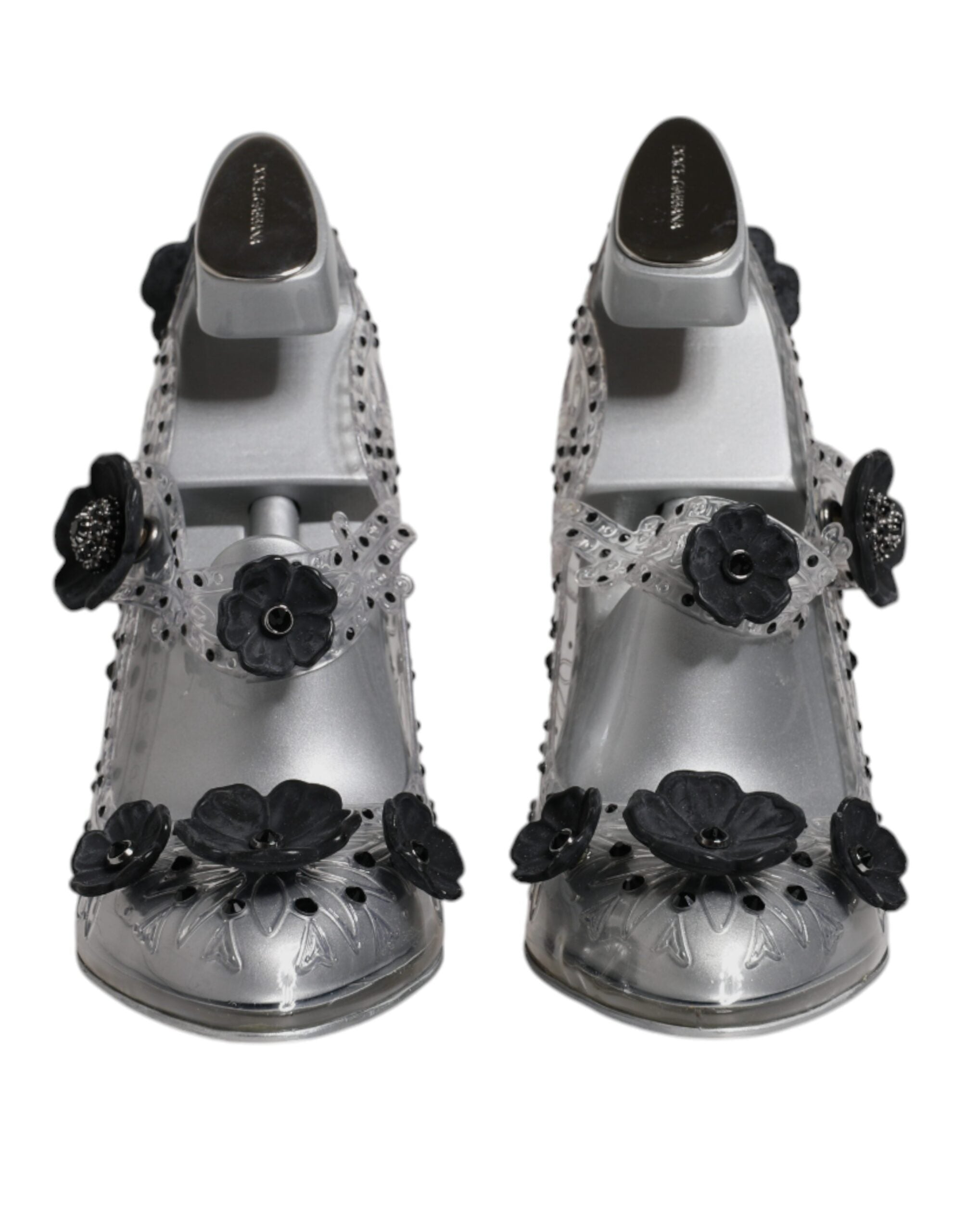 Dolce & Gabbana Clear Floral Crystal Cinderella Heels Shoes Glam Steals