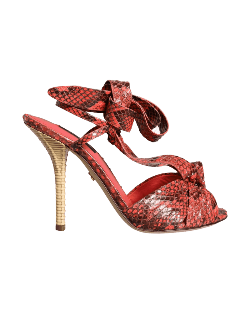 Dolce & Gabbana Coral Exotic Leather Heels Sandals Shoes Glam Steals