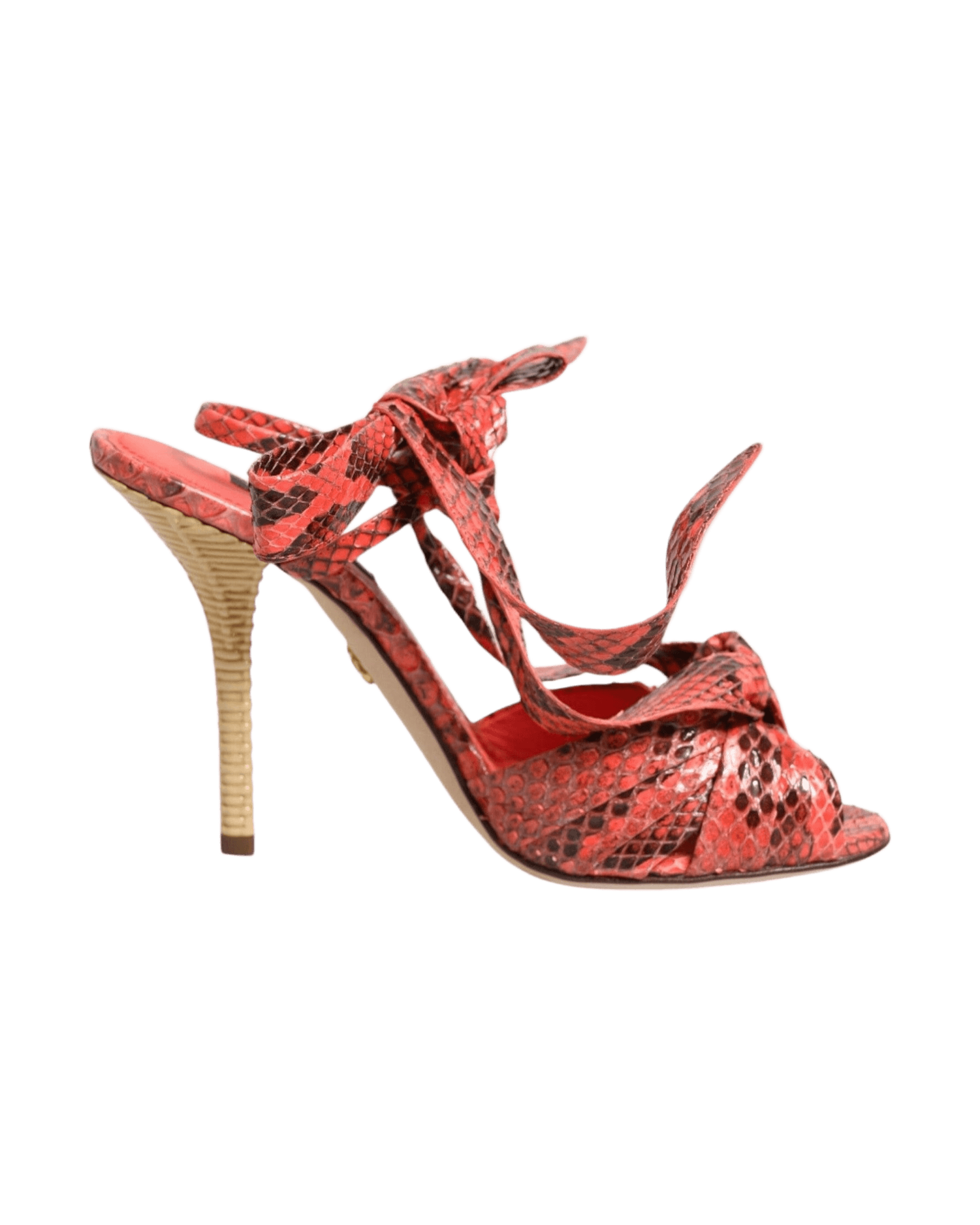 Dolce & Gabbana Coral Leather Python Heels Sandals Shoes Glam Steals