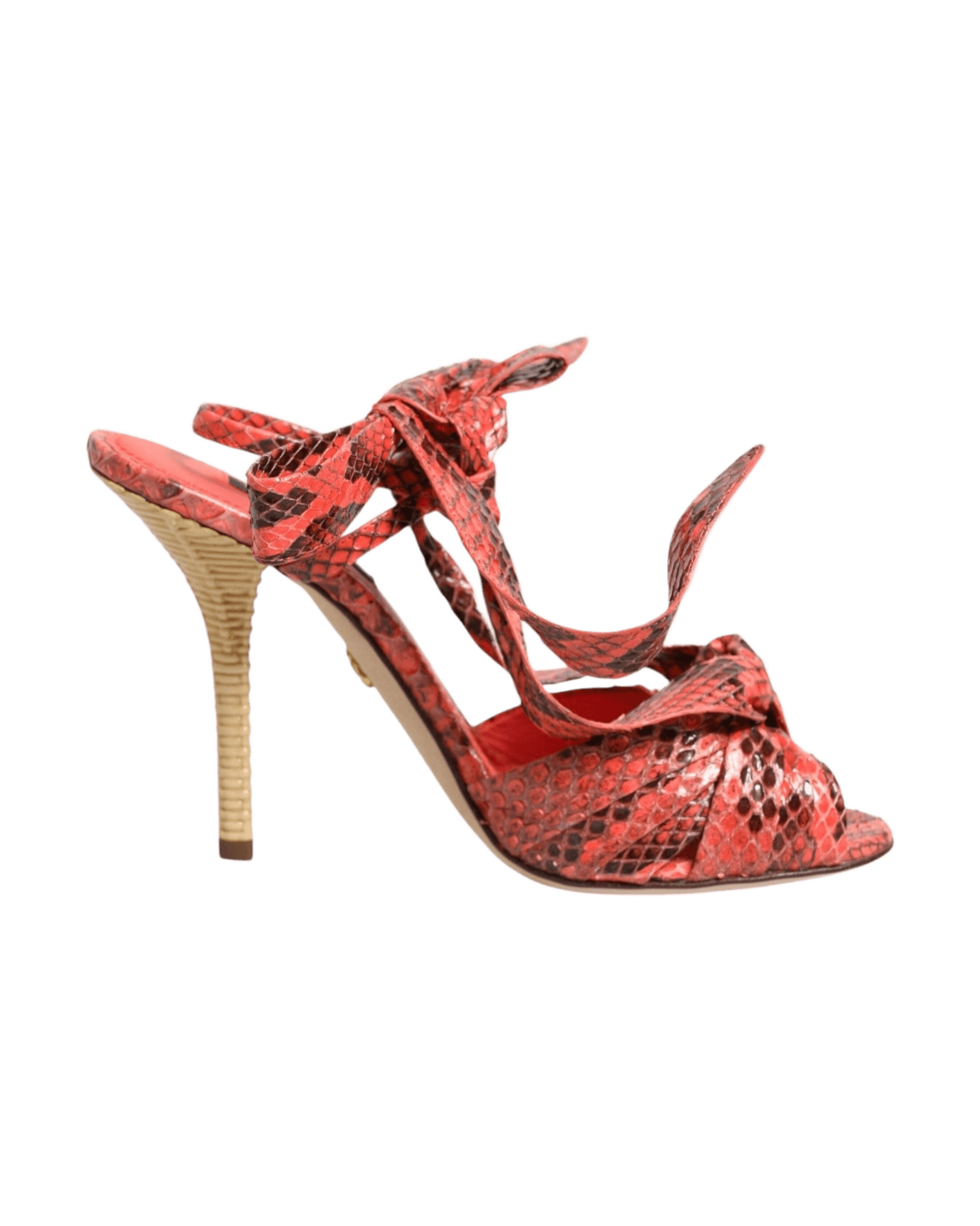 Dolce & Gabbana Coral Leather Python Heels Sandals Shoes Glam Steals