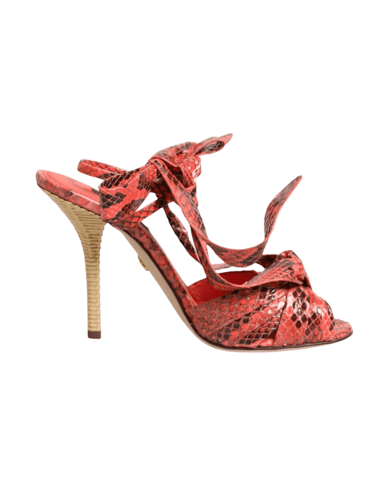 Dolce & Gabbana Coral Leather Python Heels Sandals Shoes Glam Steals