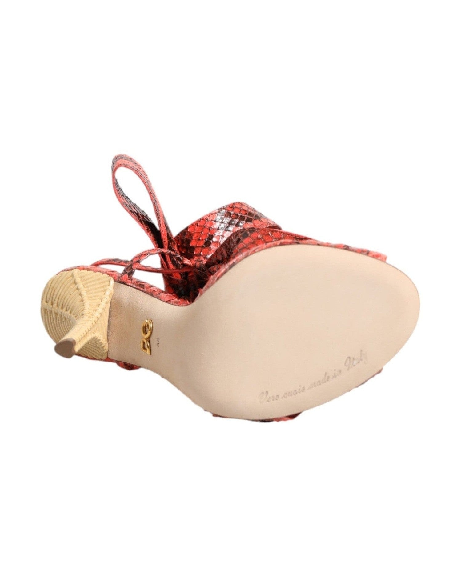 Dolce & Gabbana Coral Leather Python Heels Sandals Shoes Glam Steals