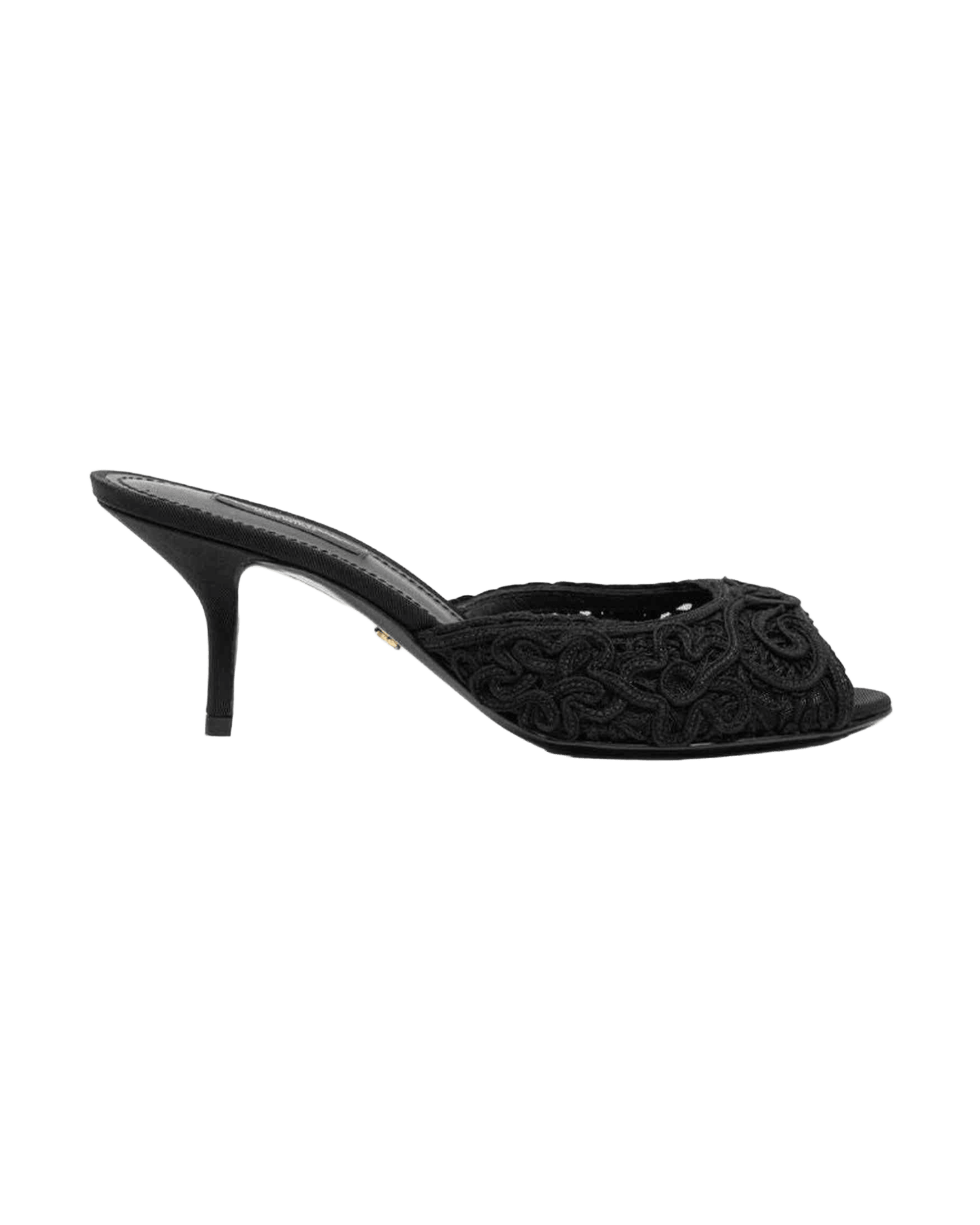 Dolce & Gabbana Black Cotton Sandal Heels
