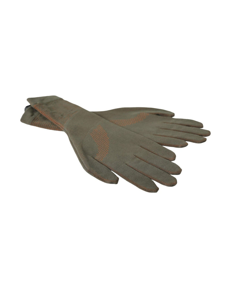 Dolce & Gabbana Cotton Stretch Wrist Length Brown Gloves Gloves & Mittens