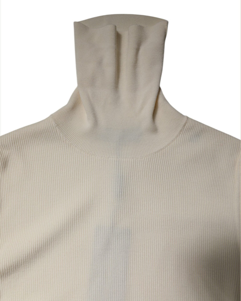 Dolce & Gabbana Cream Long Sleeves Turtleneck Slim Sweater Glam Steals