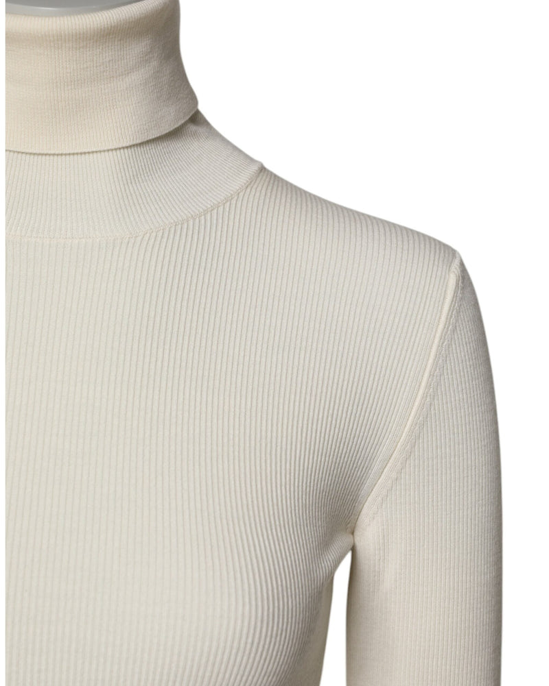Dolce & Gabbana Cream Long Sleeves Turtleneck Slim Sweater Glam Steals