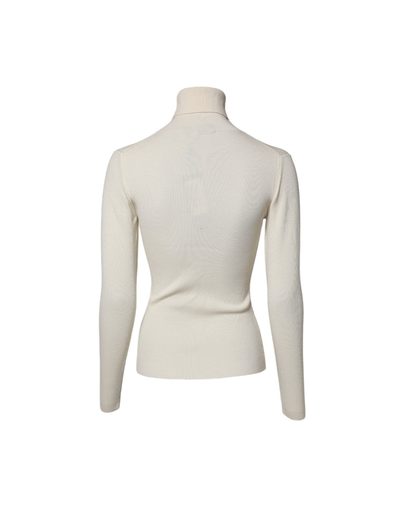 Dolce & Gabbana Cream Long Sleeves Turtleneck Slim Sweater Glam Steals