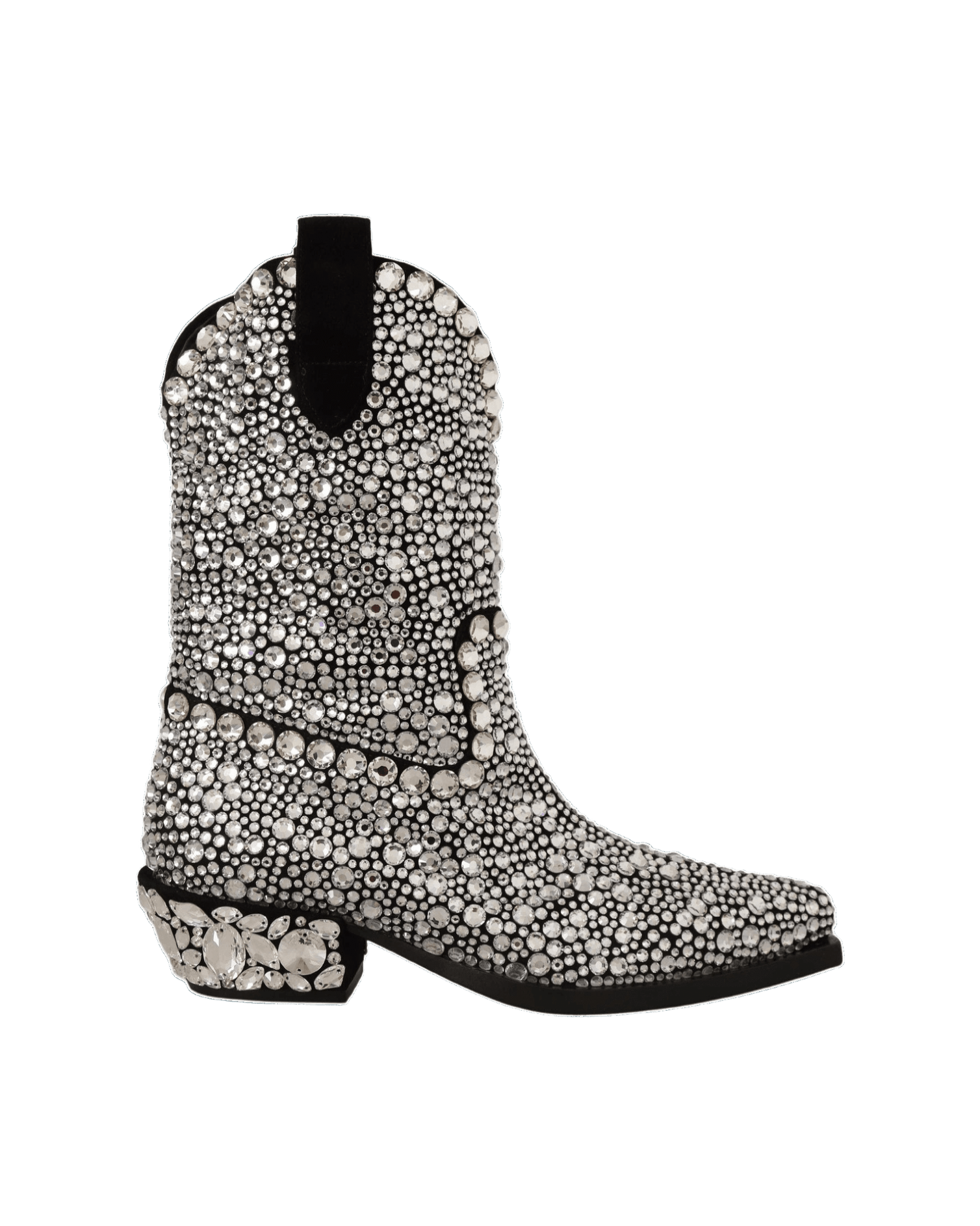 Dolce & Gabbana Black Crystal-Embellished Suede Boots Boots