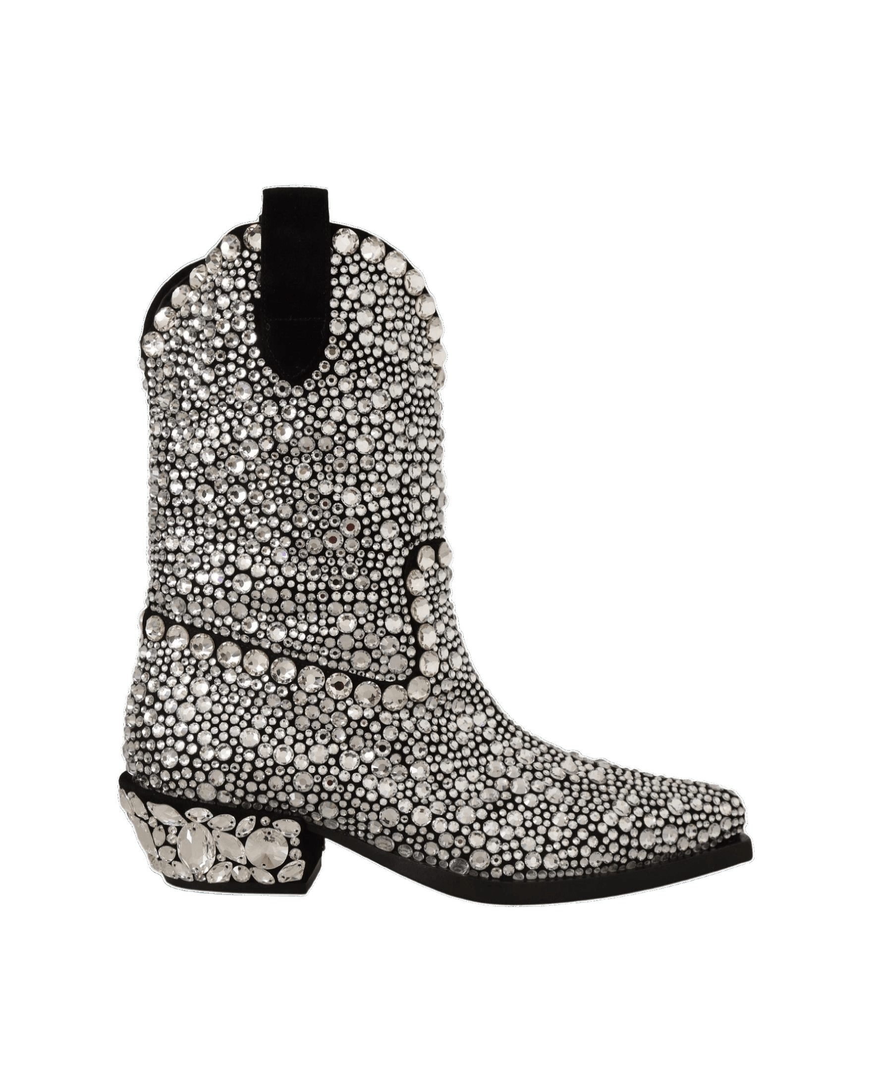 Dolce & Gabbana Crystal-Embellished Suede Black Boots Glam Steals