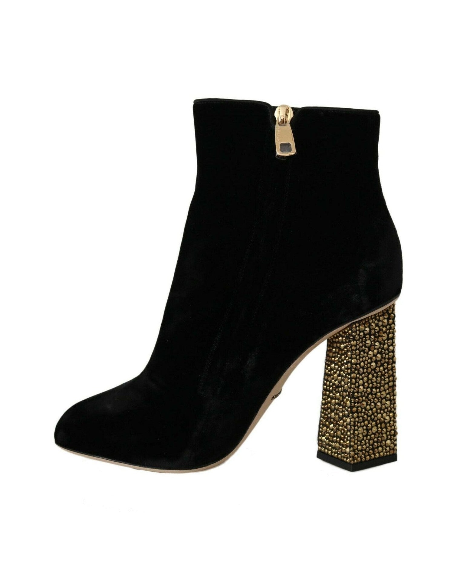 Dolce & Gabbana Crystal Heel Velvet Ankle Boots Boots