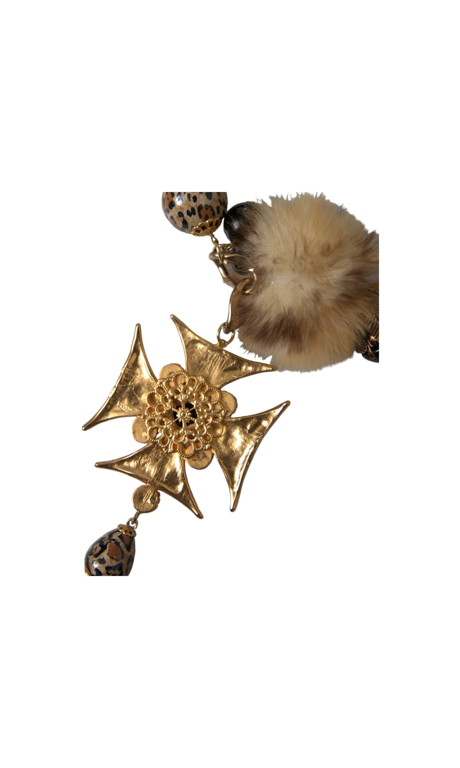 Dolce & Gabbana Crystals Lapin Fur Filigree Chocker Gold Black Necklace Glam Steals