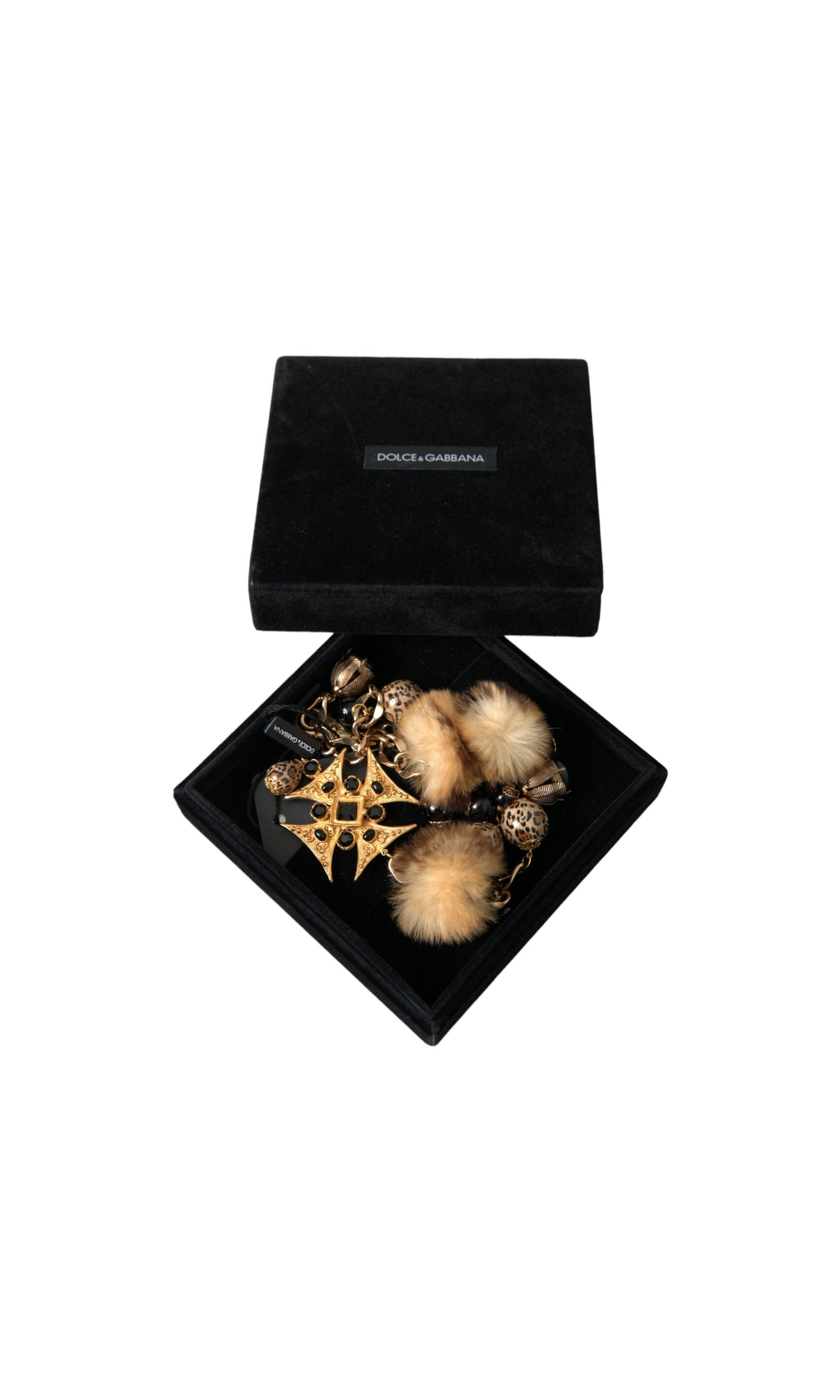 Dolce & Gabbana Crystals Lapin Fur Filigree Chocker Gold Black Necklace Glam Steals