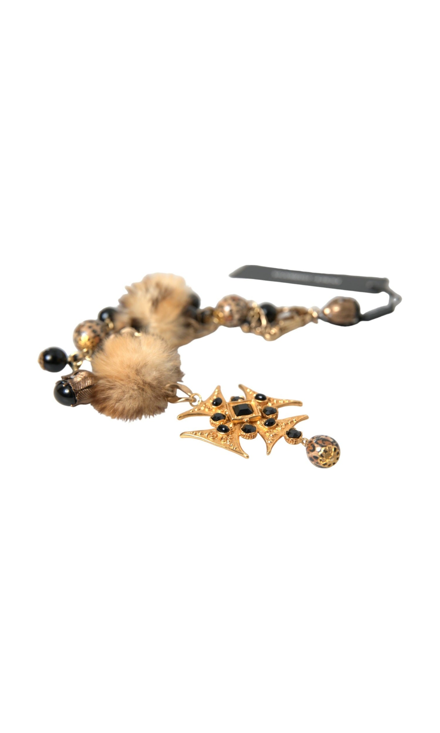 Dolce & Gabbana Crystals Lapin Fur Filigree Chocker Gold Black Necklace Glam Steals