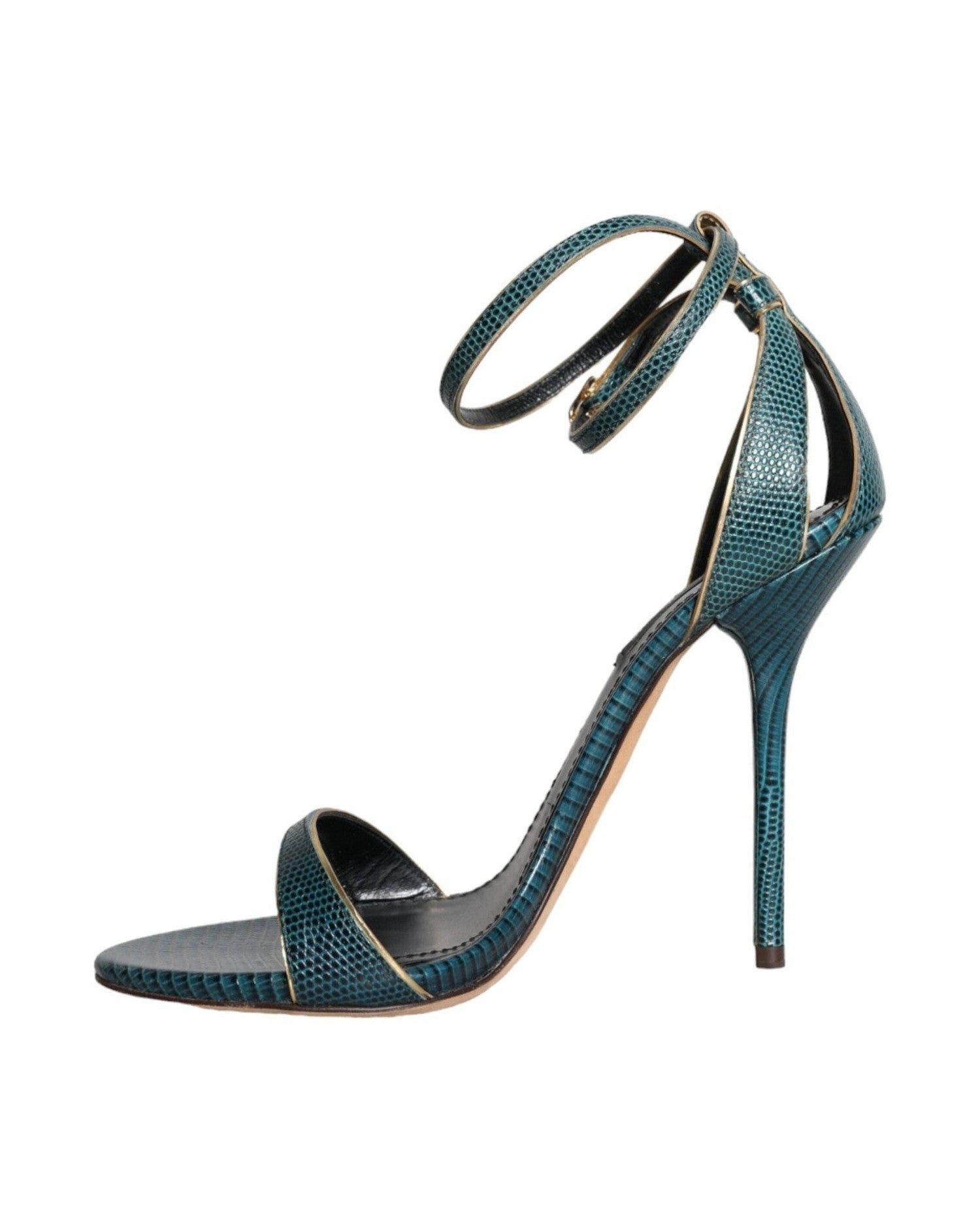 Dolce & Gabbana Dark Green Calf Leather Heels Sandals Shoes Glam Steals