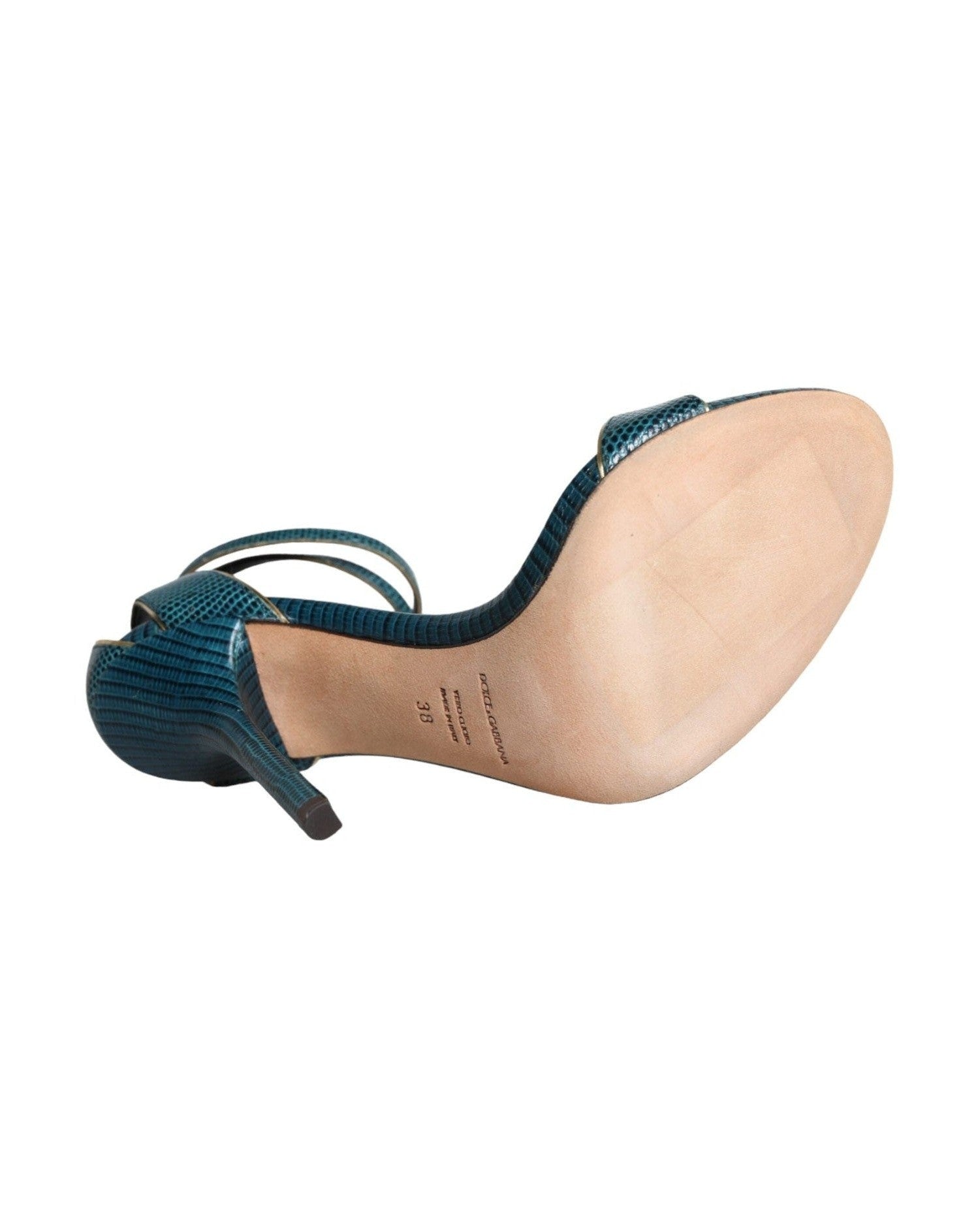 Dolce & Gabbana Dark Green Calf Leather Heels Sandals Shoes Glam Steals