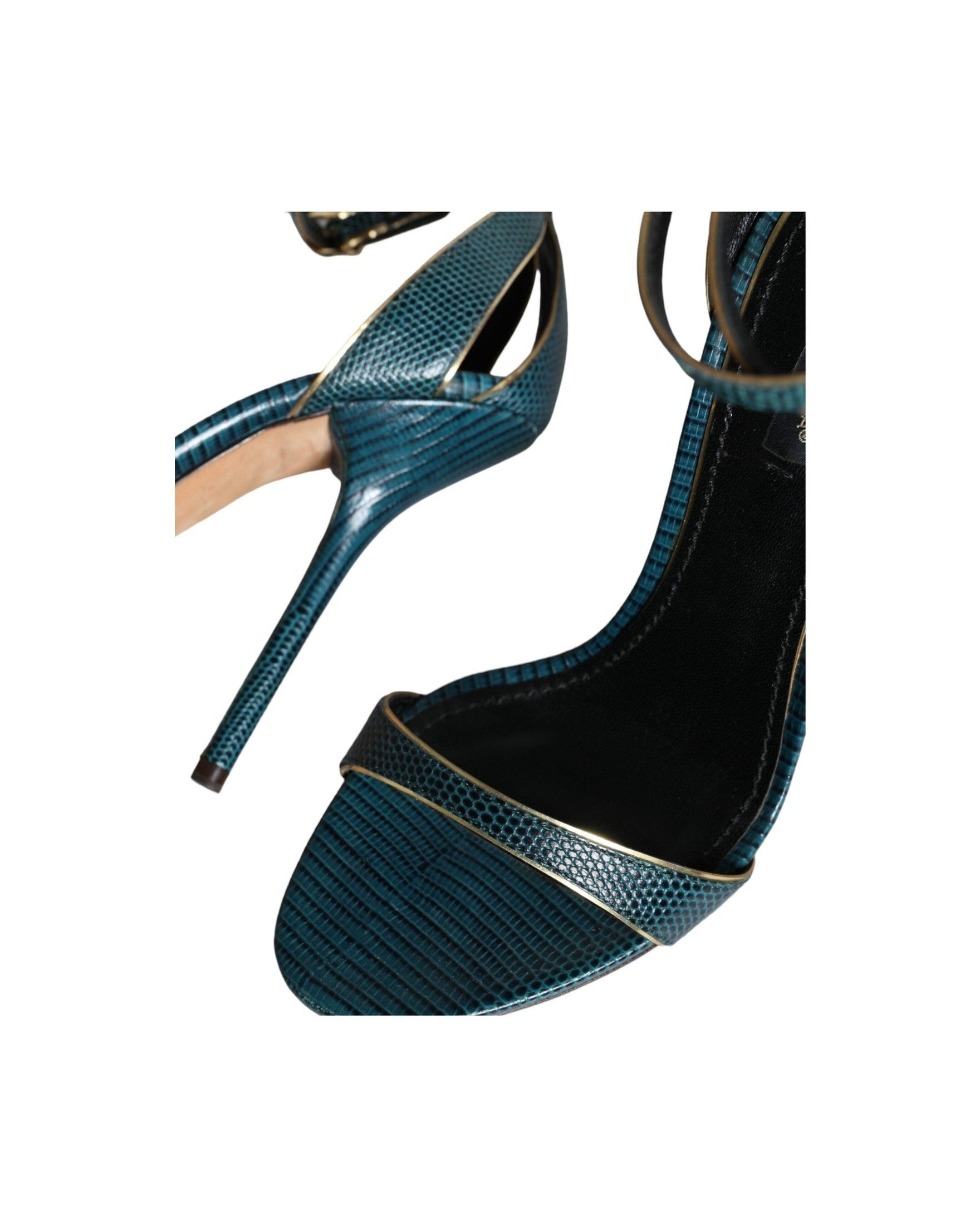 Dolce & Gabbana Dark Green Calf Leather Heels Sandals Shoes Glam Steals
