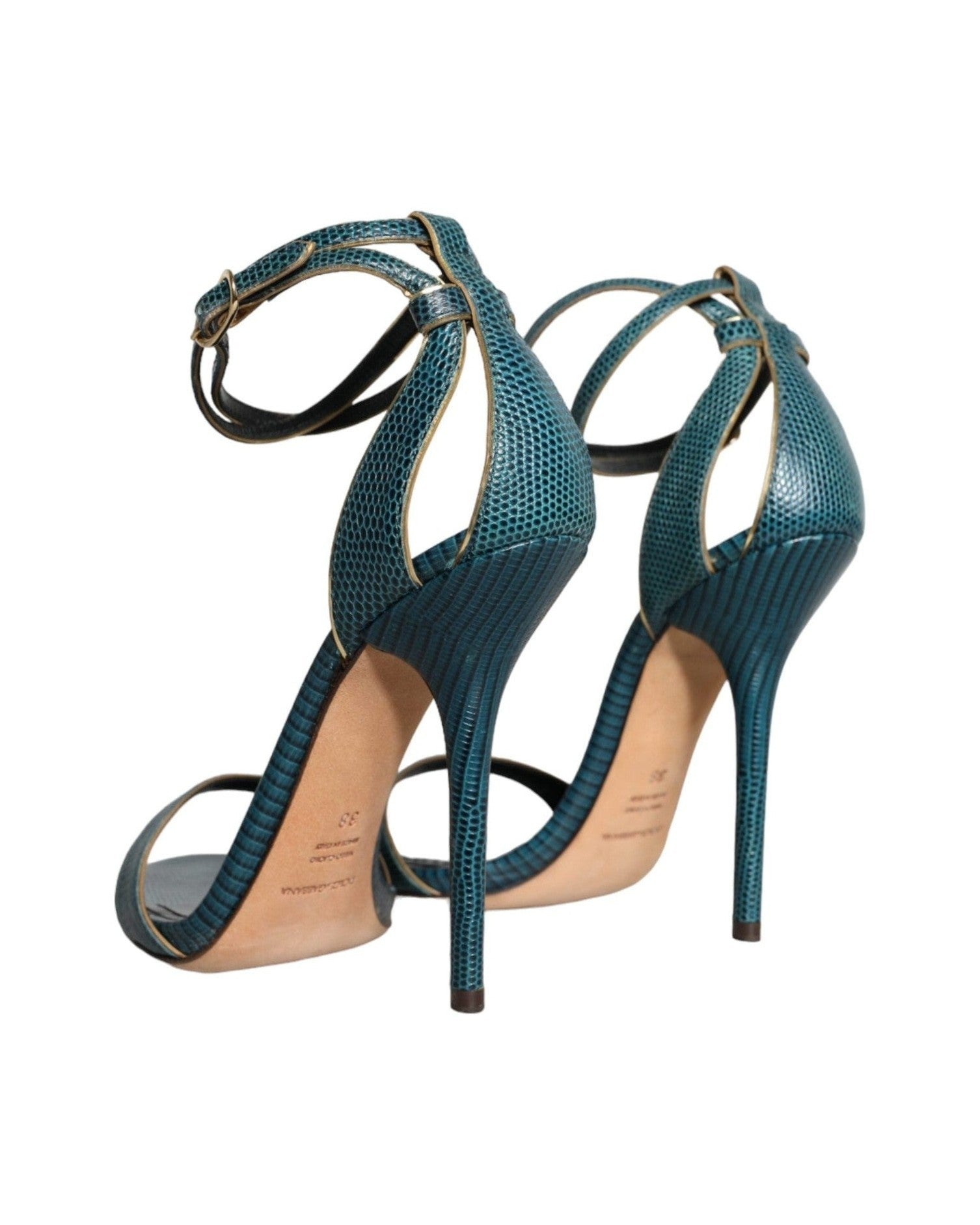 Dolce & Gabbana Dark Green Calf Leather Heels Sandals Shoes Glam Steals