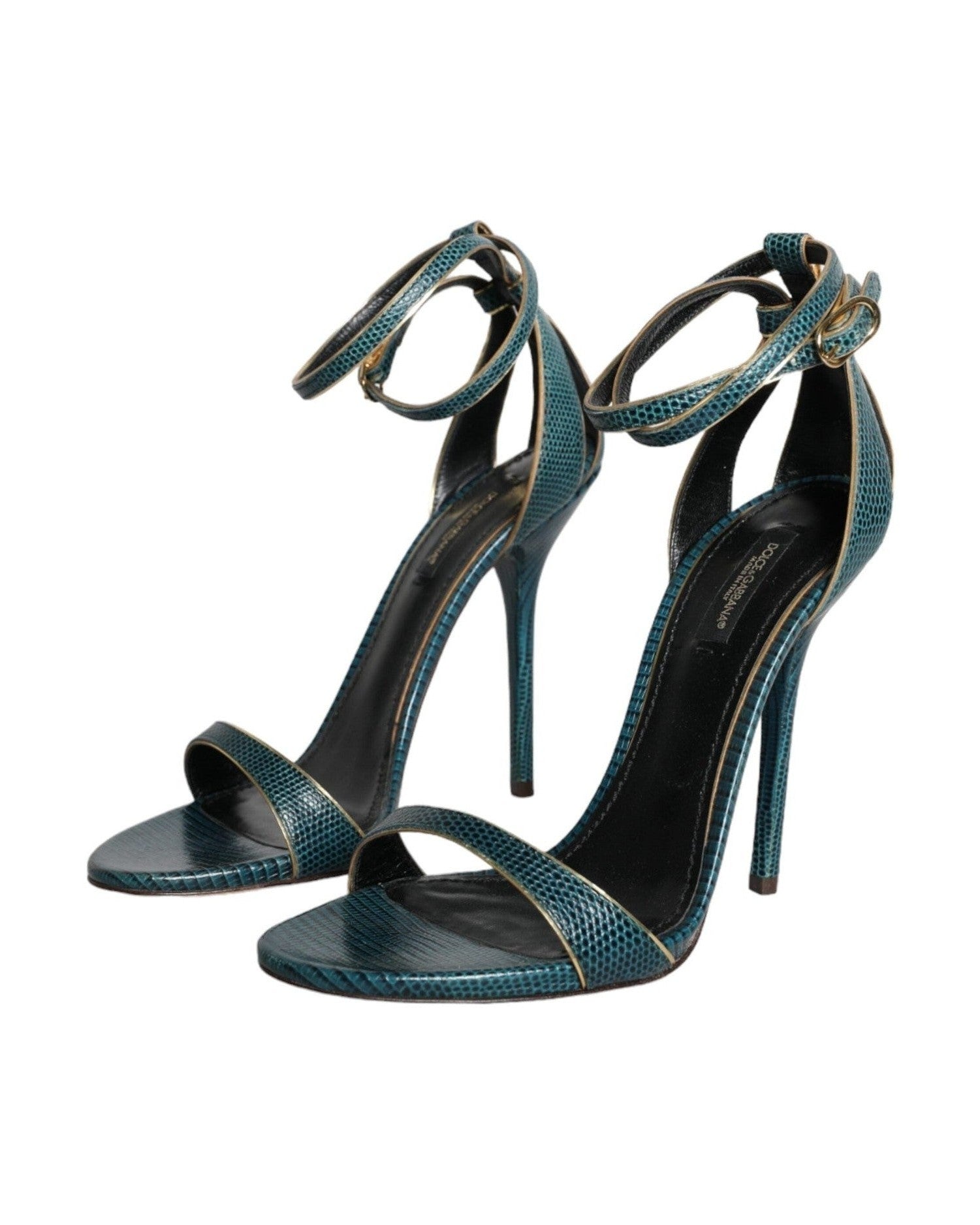 Dolce & Gabbana Dark Green Calf Leather Heels Sandals Shoes Glam Steals