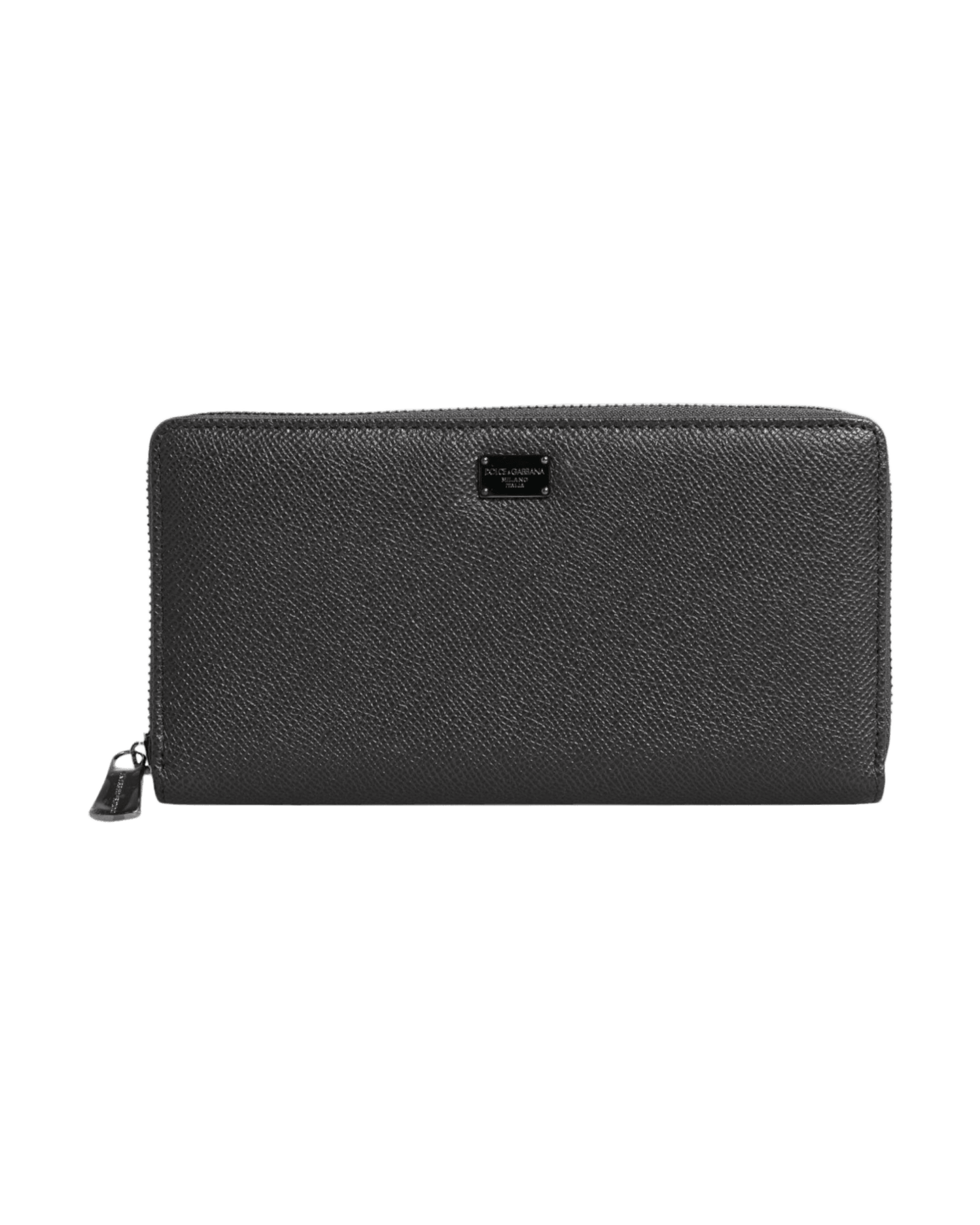 Dolce & Gabbana Dark Leather Dg Logo Zip Around Continental Gray Wallet Glam Steals