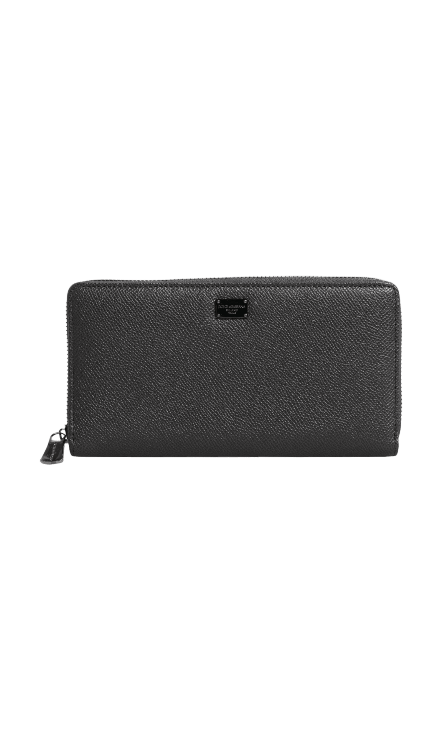 Dolce & Gabbana Dark Leather Dg Logo Zip Around Continental Gray Wallet Glam Steals