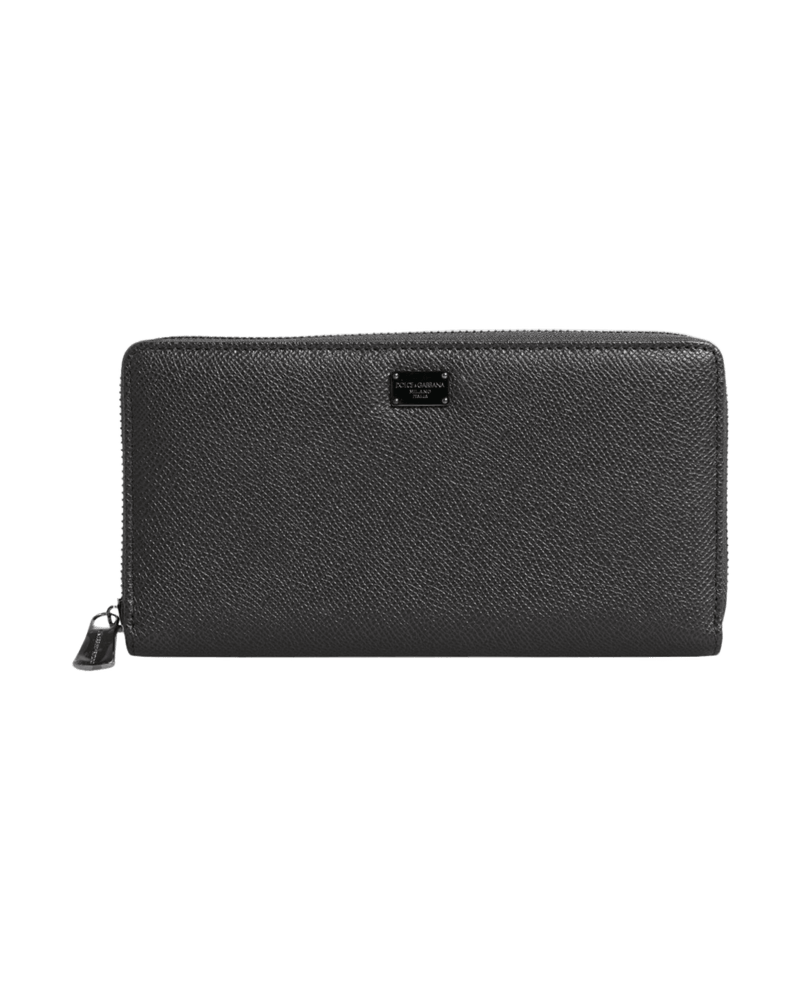 Dolce & Gray Gabbana Dark Leather Dg Logo Zip Around Continental Wallet Glam Steals