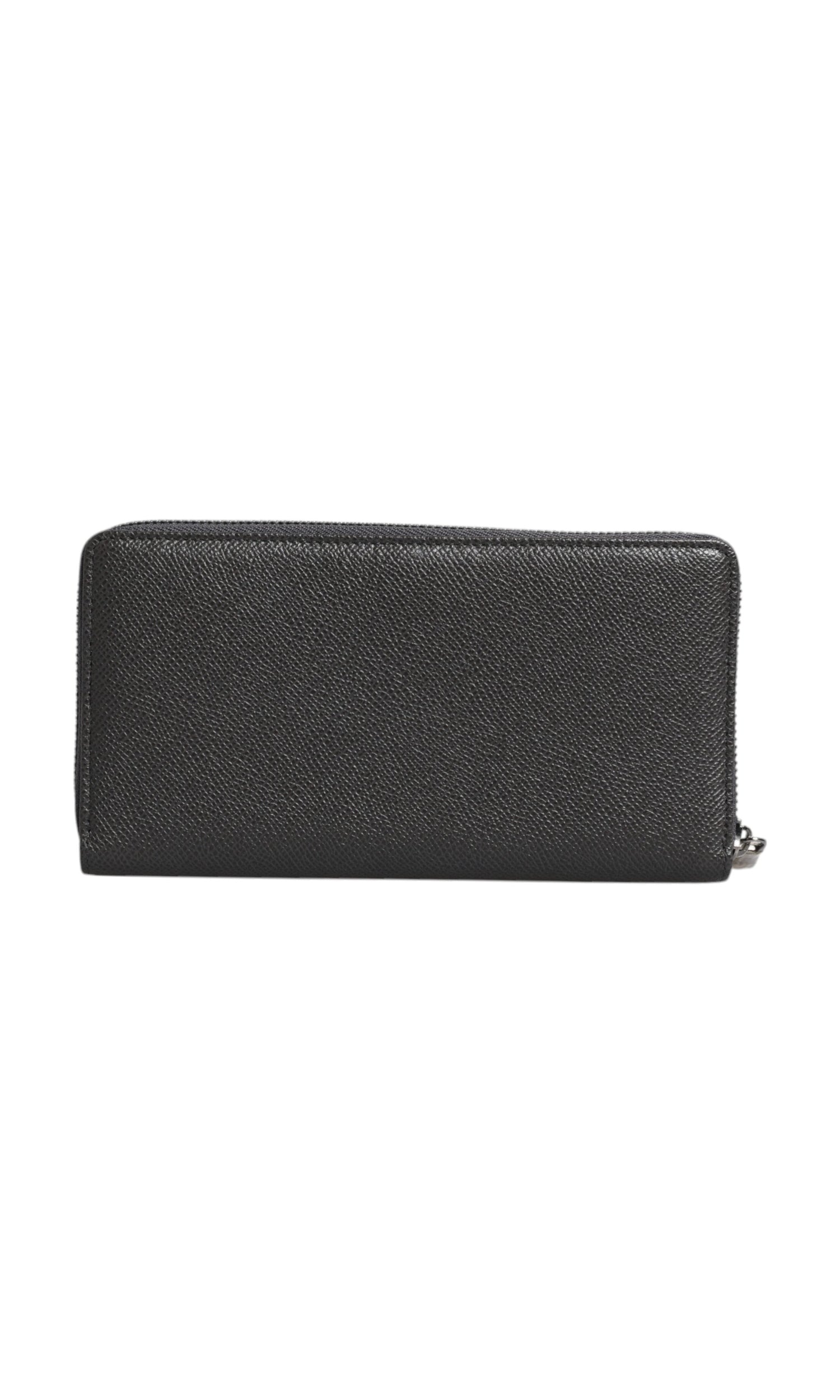 Dolce & Gabbana Dark Leather Dg Logo Zip Around Continental Gray Wallet Glam Steals